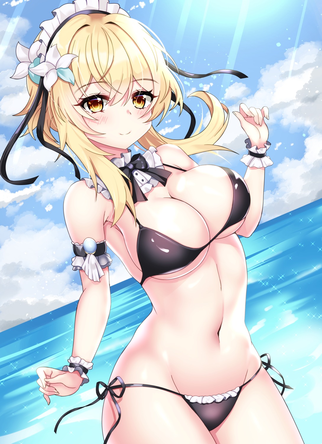 bikini genshin_impact lumine maid swimsuits tia_(4017342)