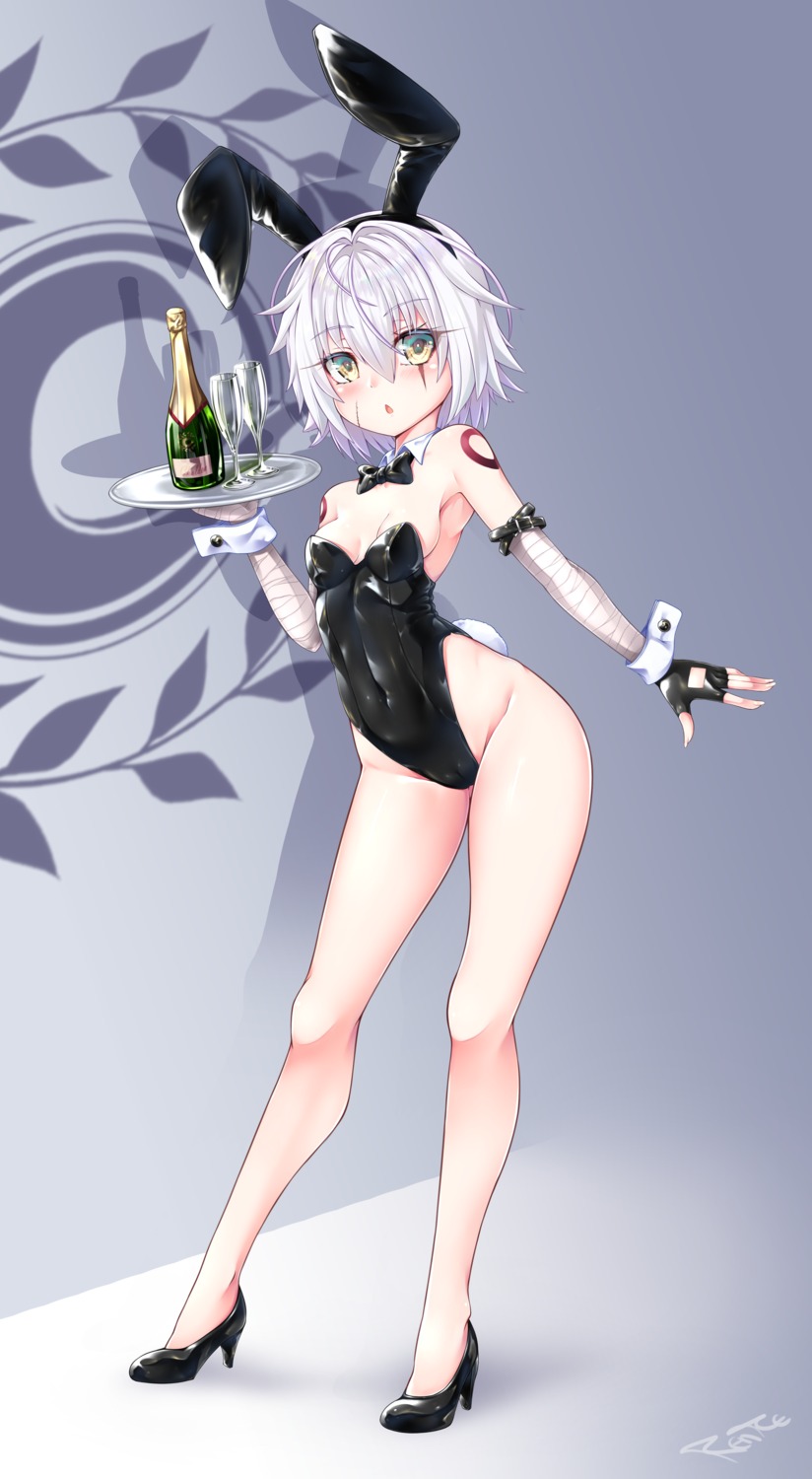 animal_ears bandages bunny_ears bunny_girl cameltoe fate/grand_order heels jack_the_ripper miyabi_urumi no_bra tail tattoo