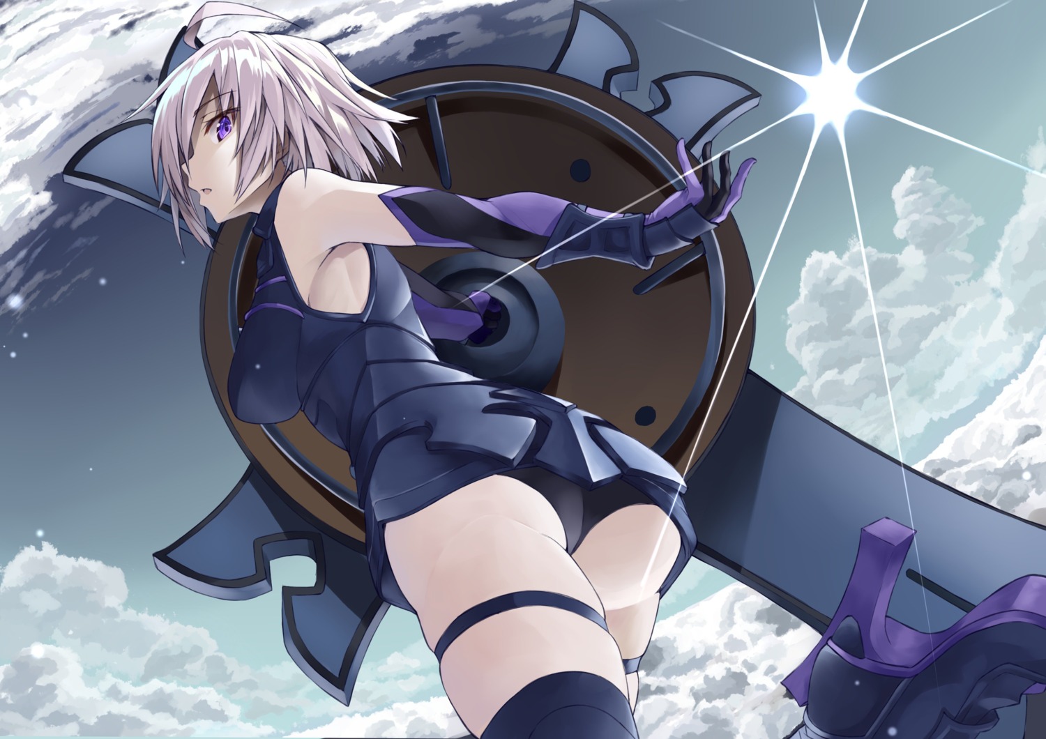 armor ass fate/grand_order garter heels leotard mash_kyrielight syunichi thighhighs