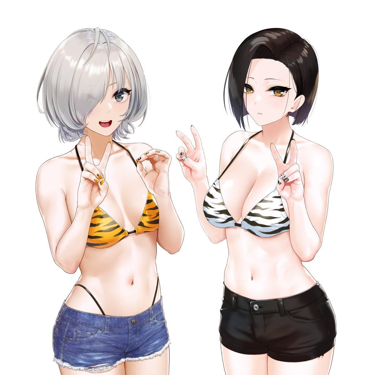 bikini bikini_top cleavage infinote sashou_mihiro swimsuits torn_clothes yashiki_yuuko