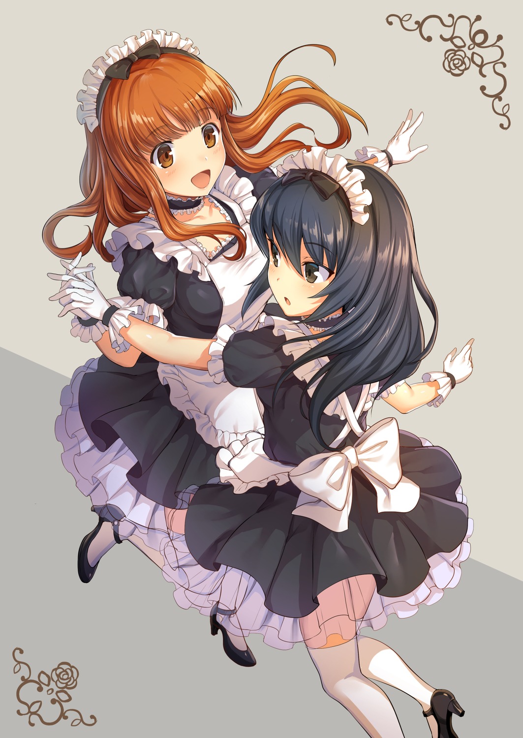 girls_und_panzer heels ikomochi maid reizei_mako see_through takebe_saori thighhighs