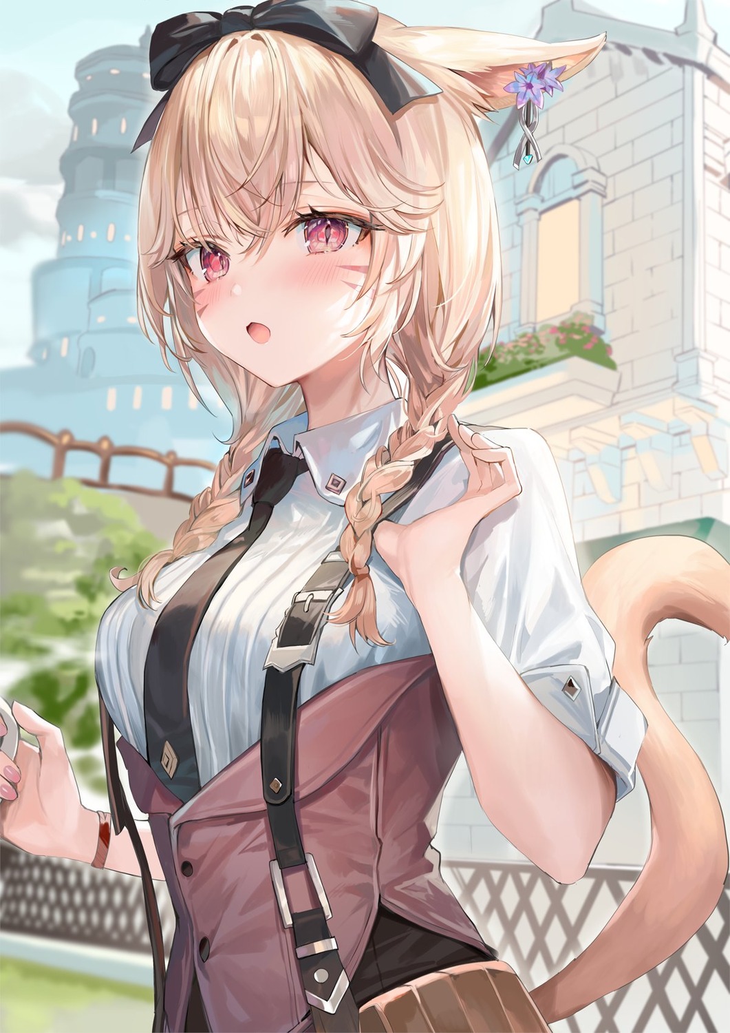 animal_ears final_fantasy final_fantasy_xiv miqo'te momoko_(momopoco) tail