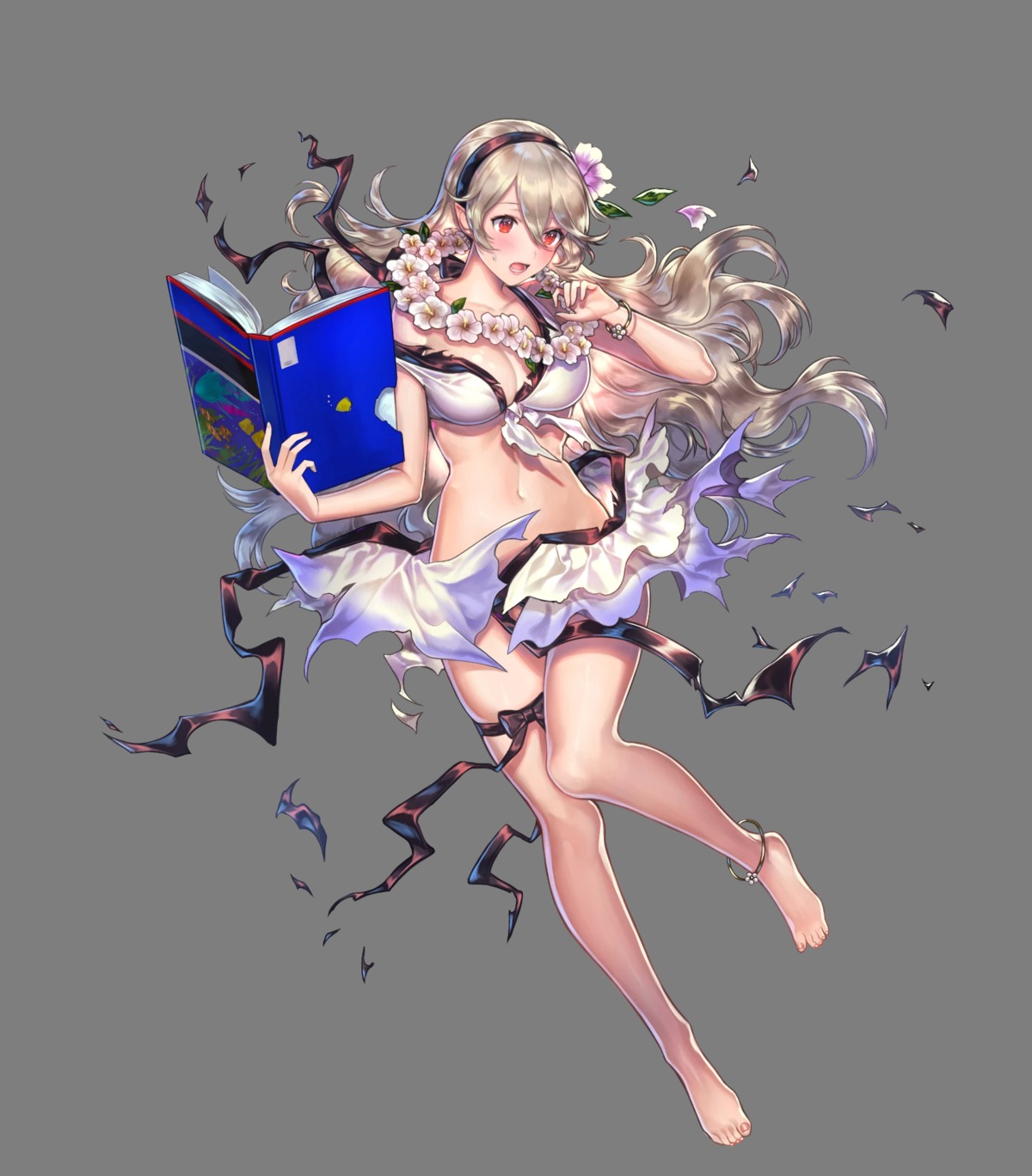 bikini cleavage fire_emblem fire_emblem_heroes fire_emblem_if kamui_(fire_emblem) nintendo pointy_ears senchat swimsuits torn_clothes transparent_png