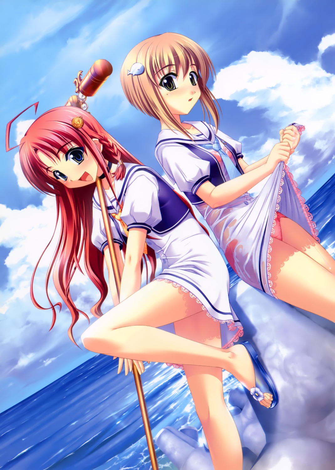 aquanauts_of_a_morning_calm bra fizz pantsu see_through seifuku skirt_lift wet_clothes yamino_kenji