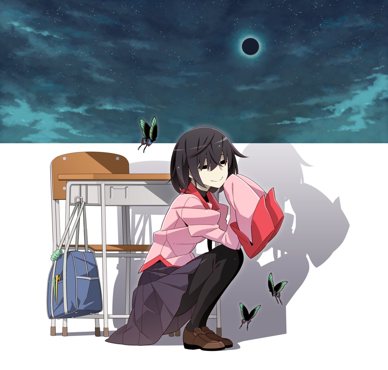 monogatari_(series) oshino_ougi owarimonogatari pantyhose seifuku yamanami_kousuke