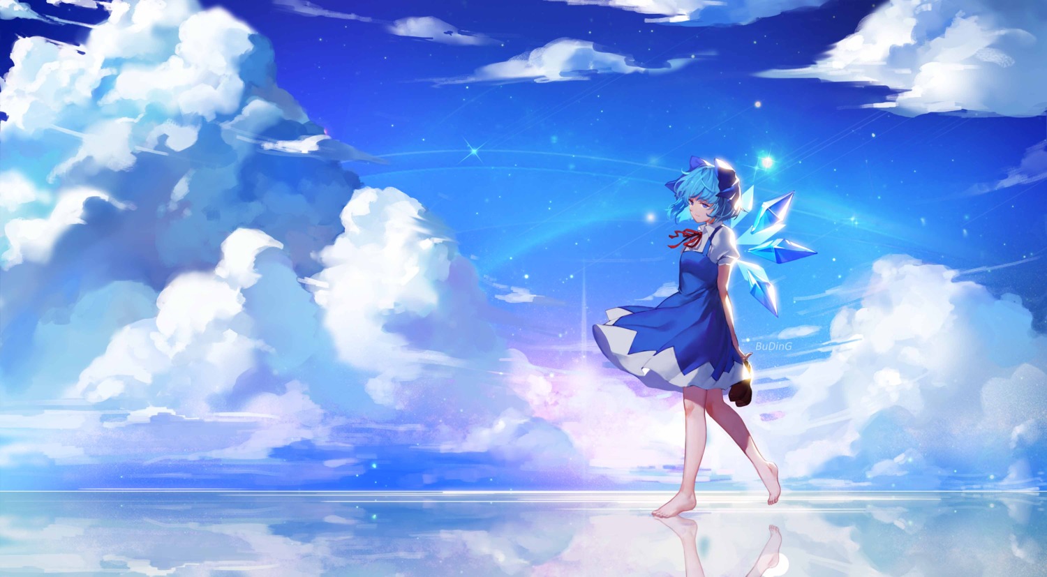 cirno dress pudding_(artist) touhou wings