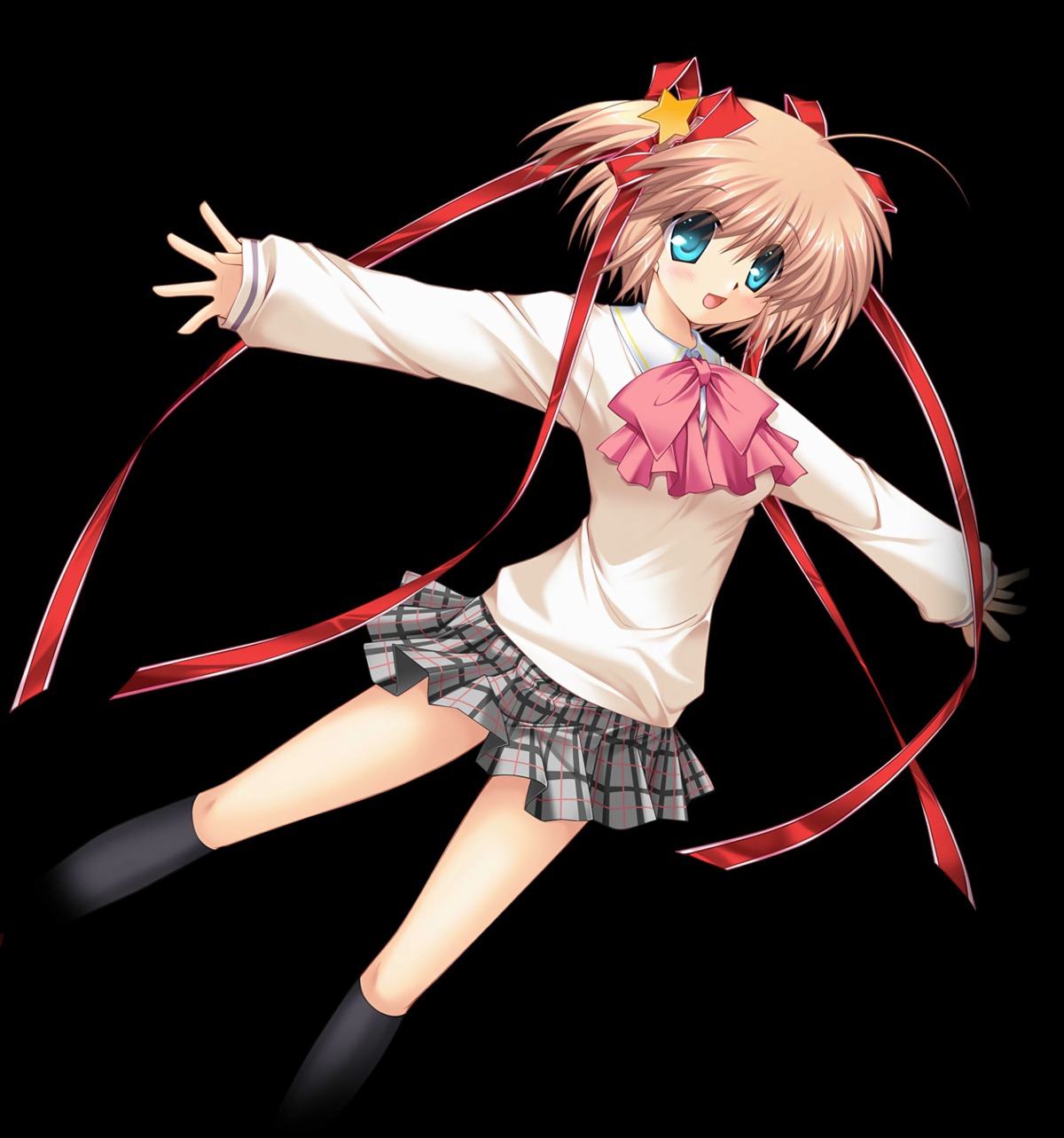 hinoue_itaru kamikita_komari key little_busters! seifuku skirt_lift sweater