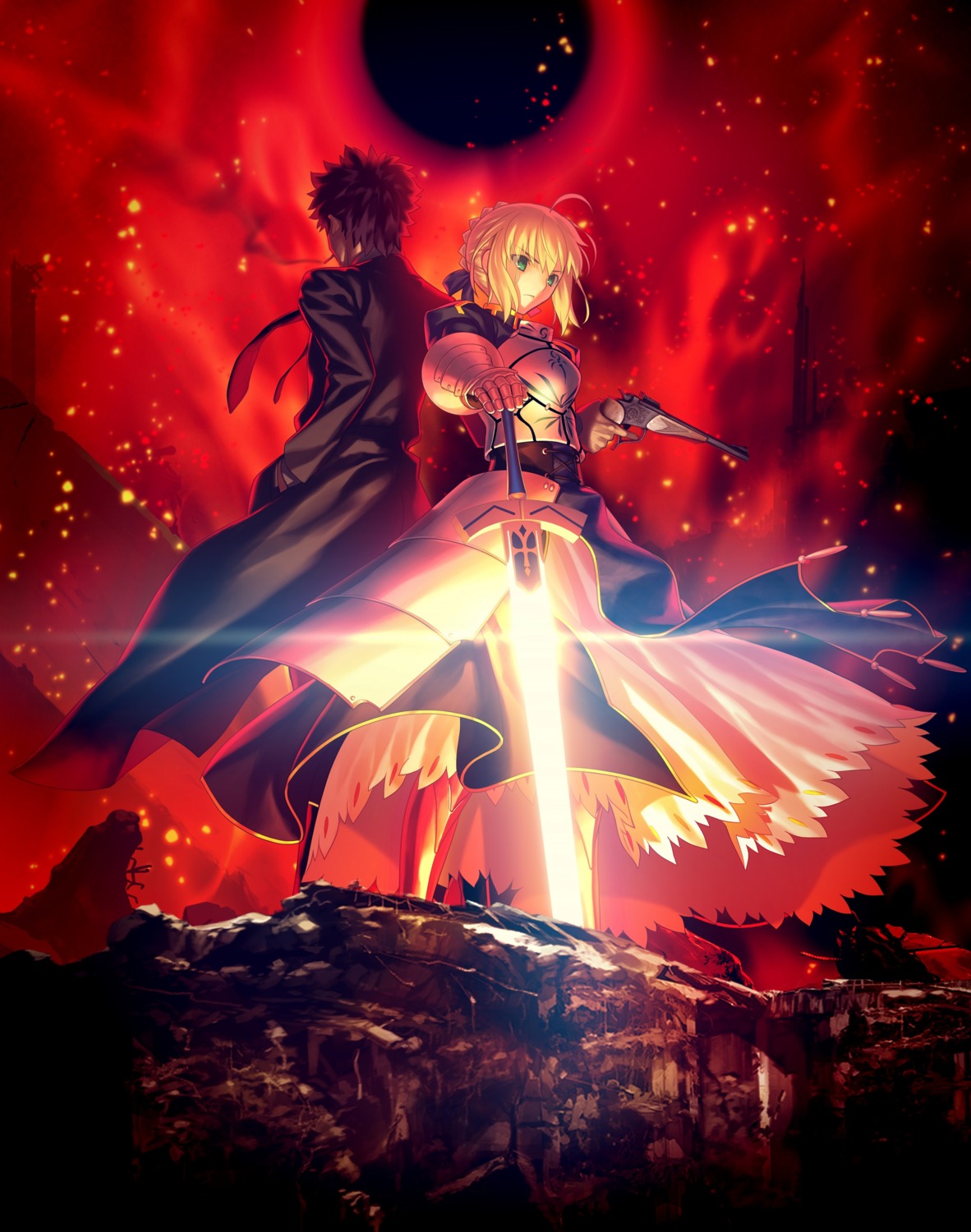 armor dress emiya_kiritsugu fate/stay_night fate/zero gun saber sword takeuchi_takashi