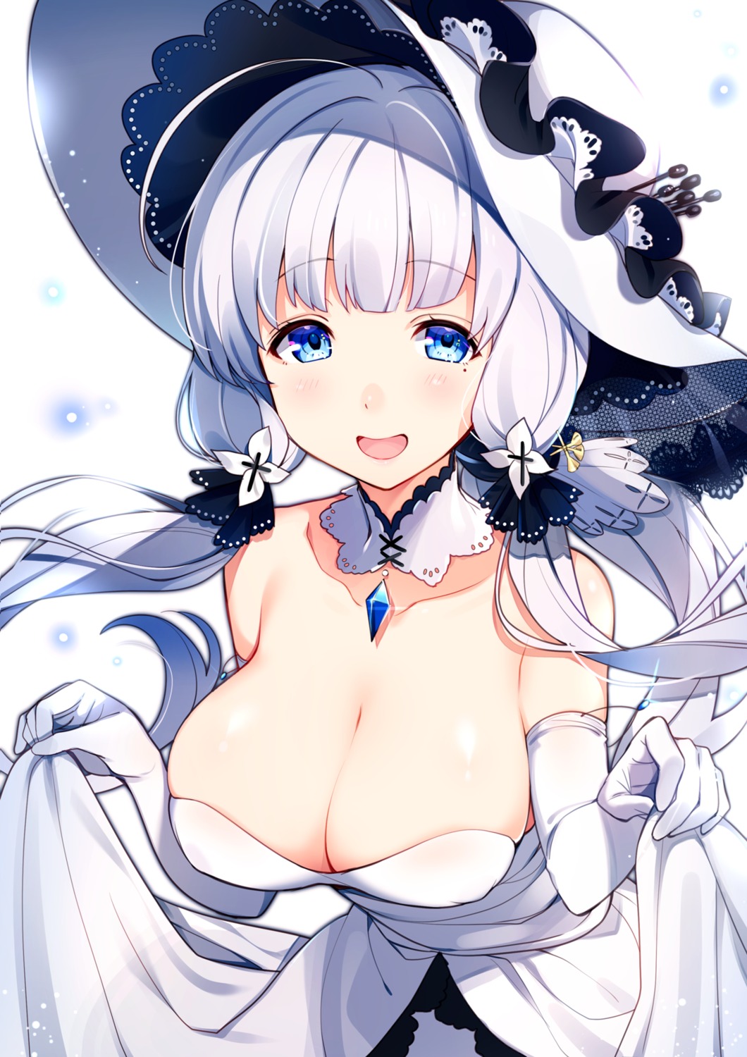 azur_lane cleavage dress illustrious_(azur_lane) kat_(bu-kunn) skirt_lift