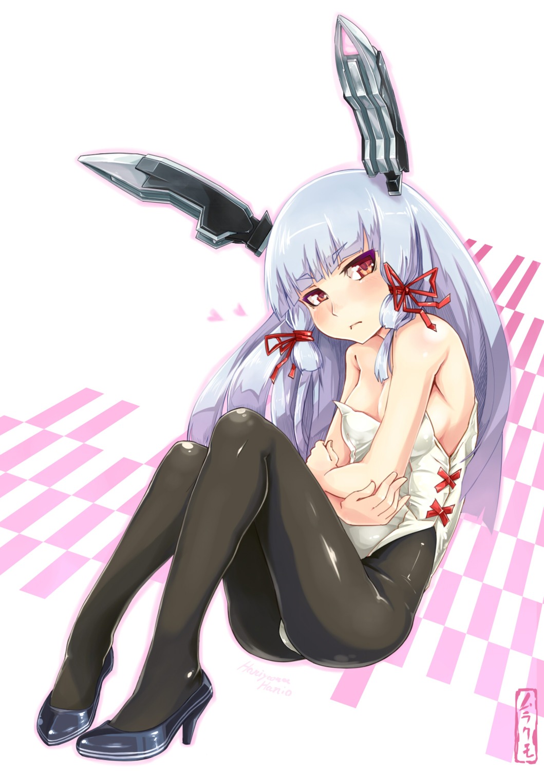 animal_ears ass bunny_ears bunny_girl cleavage haniyama_hanio heels kantai_collection murakumo_(kancolle) no_bra pantsu pantyhose
