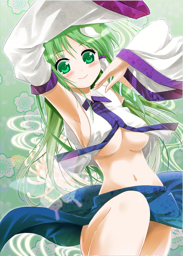 kochiya_sanae no_bra nopan porurin touhou underboob