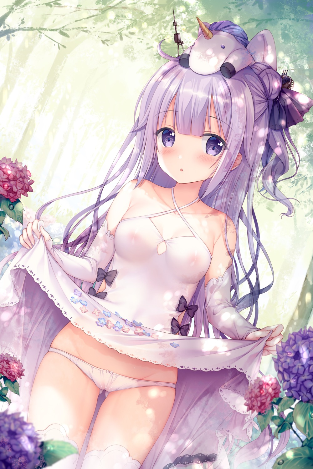 azur_lane cameltoe cleavage dress loli nipples pantsu see_through skirt_lift thighhighs twinbox unicorn_(azur_lane)