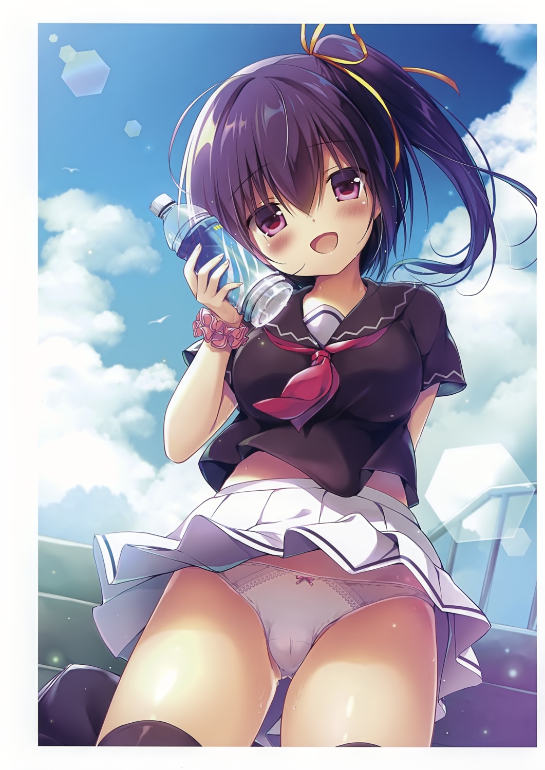 black_lemon-chan melonbooks miyasaka_naco pantsu seifuku skirt_lift thighhighs wet