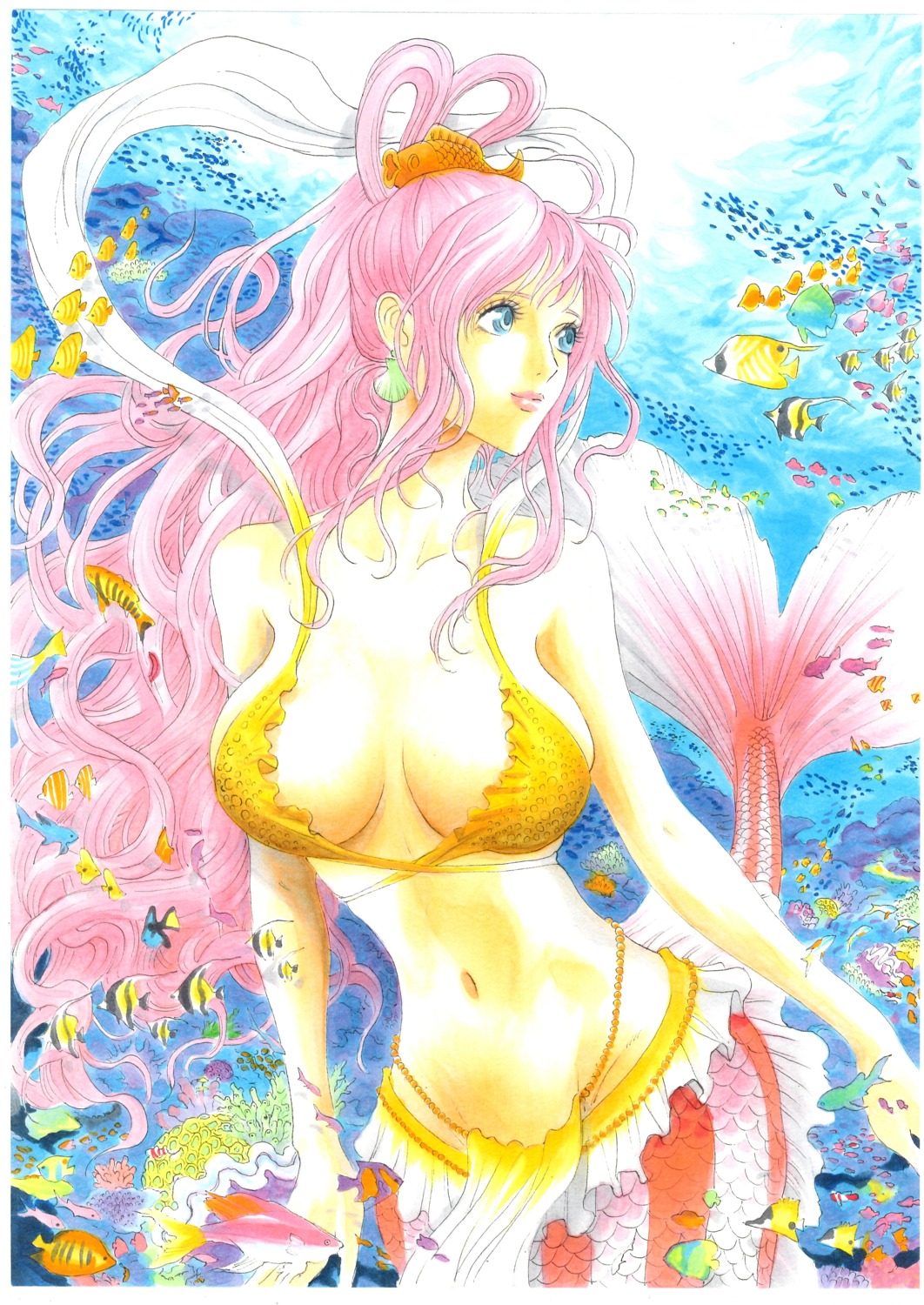 bikini_top cleavage mermaid monster_girl one_piece shirahoshi swimsuits takumi_(marlboro)