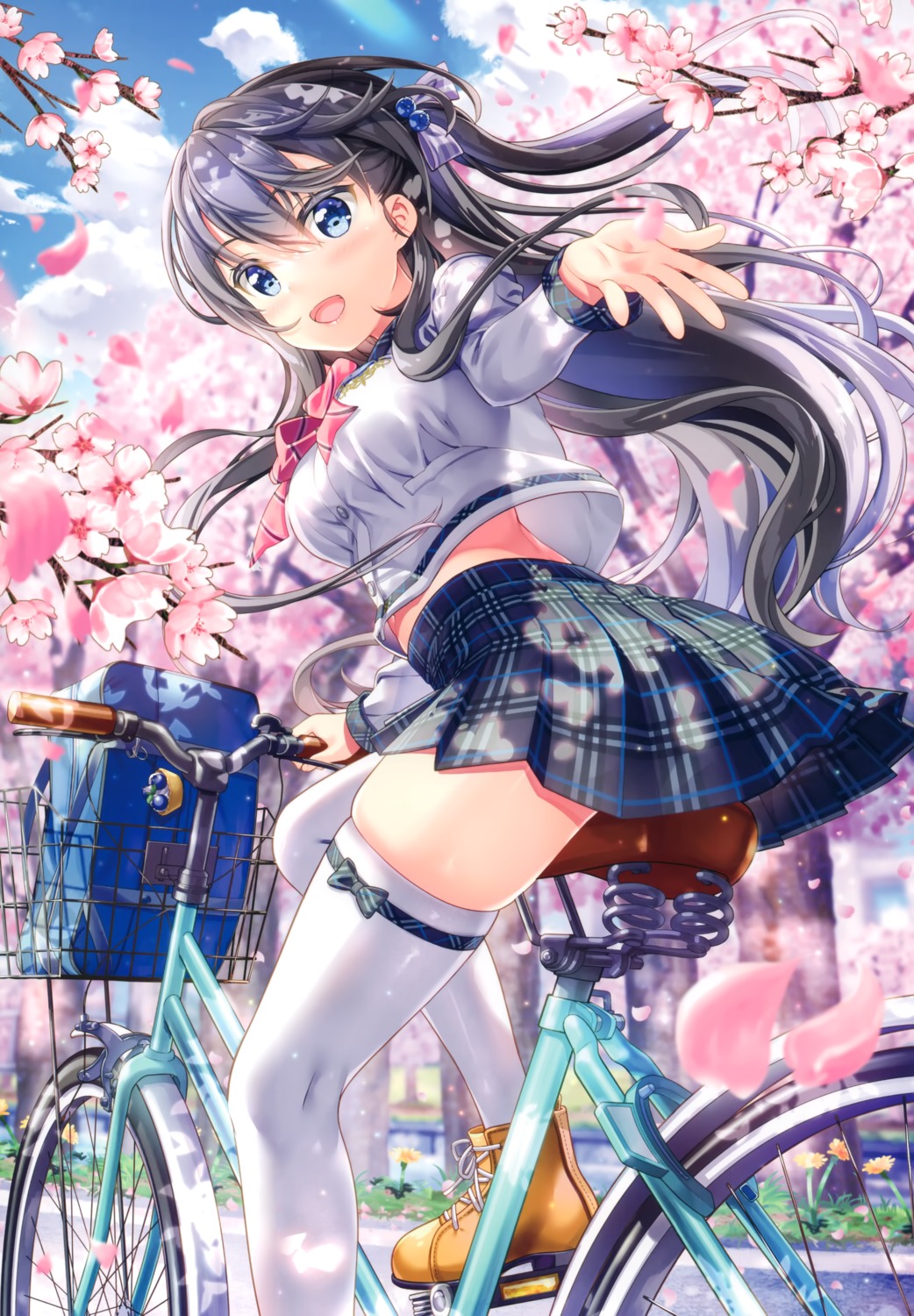 fujima_takuya seifuku skirt_lift thighhighs