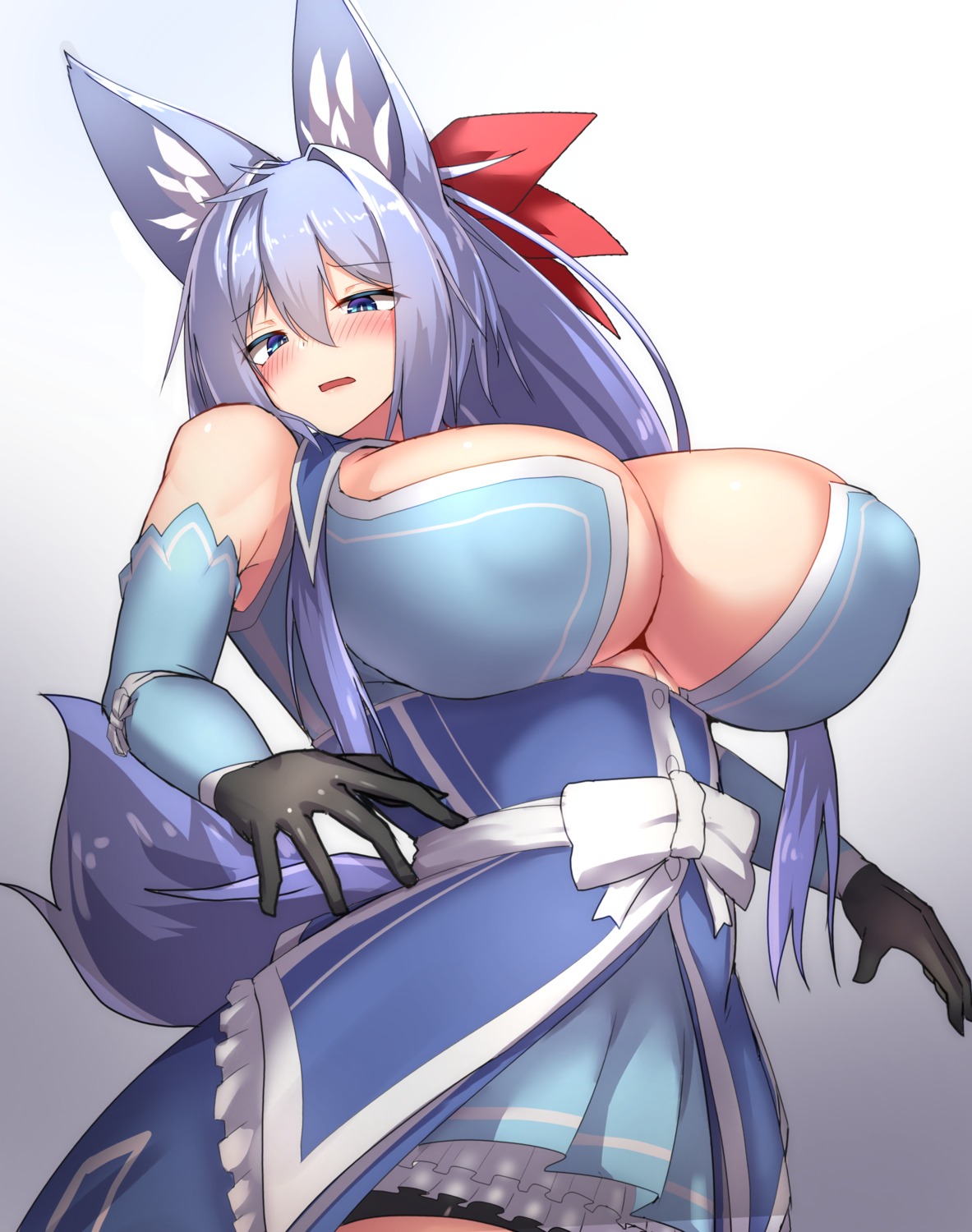 animal_ears dress erect_nipples indigo kitsune no_bra tail tylwing