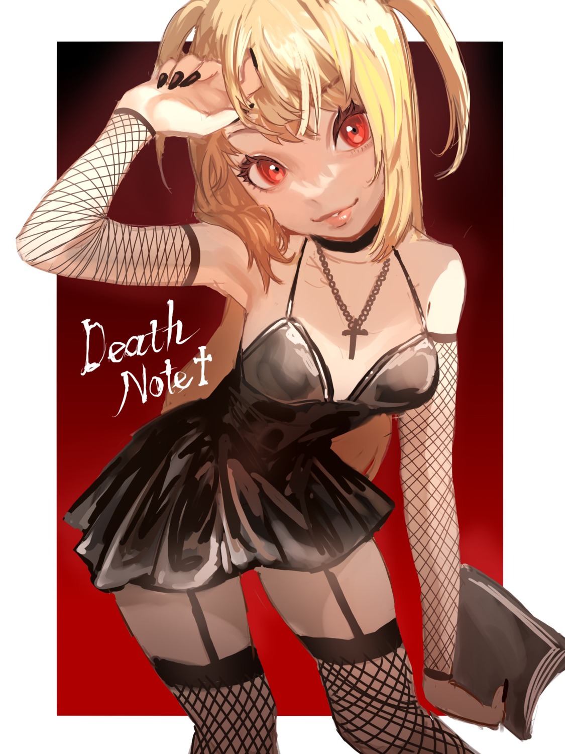 amane_misa death_note dress fishnets hanny_(uirusu_chan) sketch stockings thighhighs