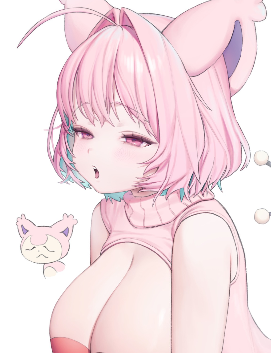 animal_ears anthropomorphization breasts no_bra pasties pokemon punipuni_(p00nipooni) skitty sweater