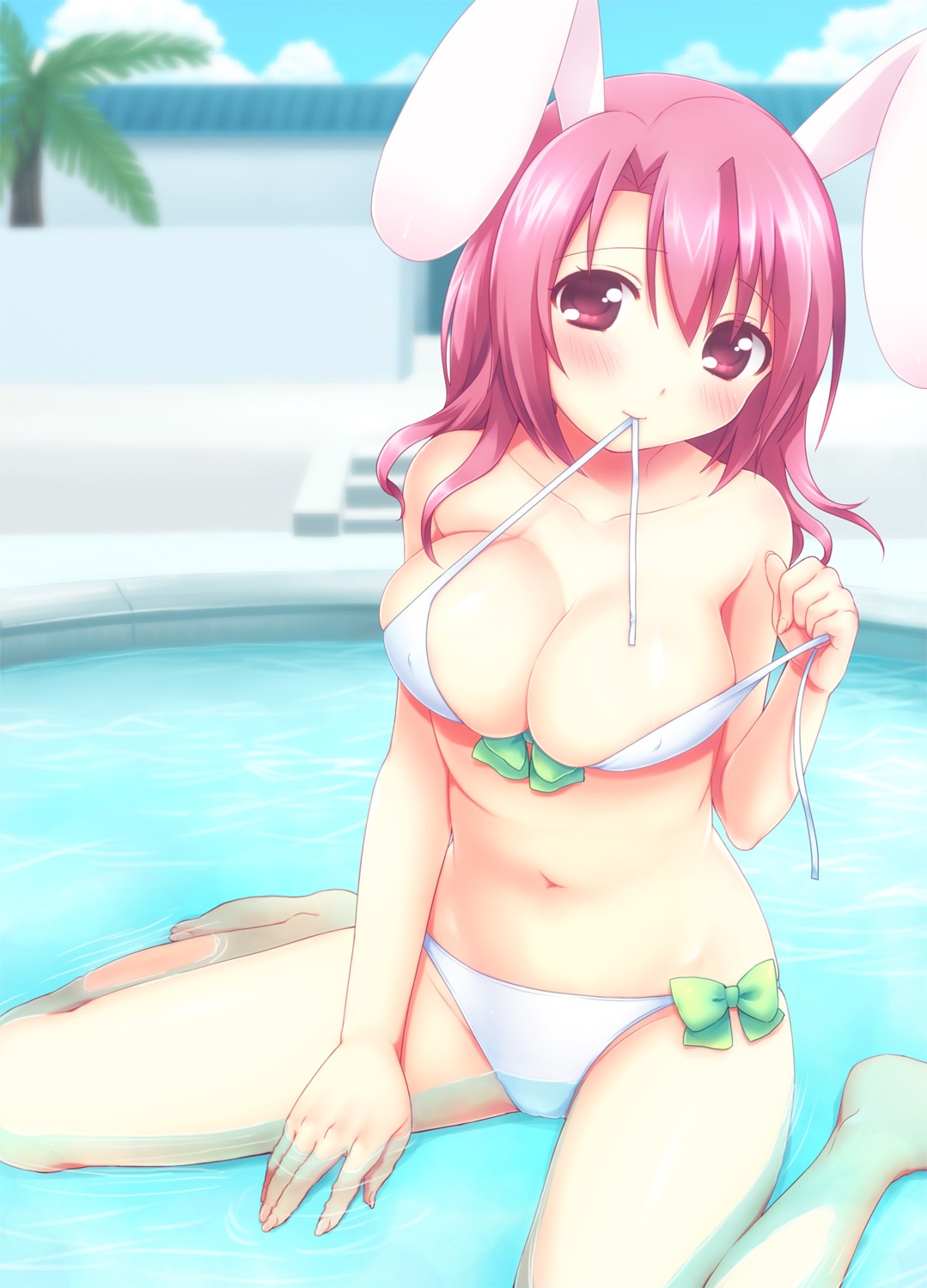 animal_ears bikini bunny_ears cleavage swimsuits usashiro_mani