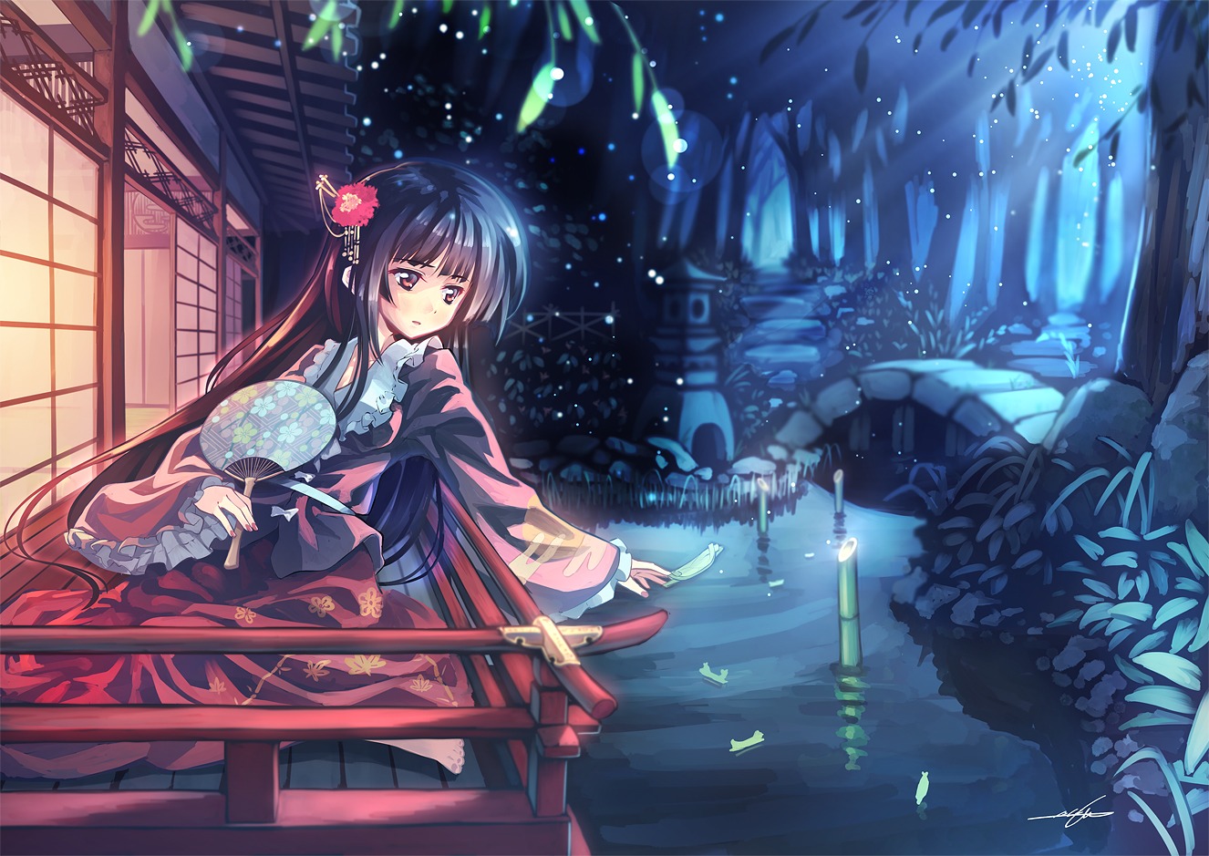 houraisan_kaguya japanese_clothes orita_enpitsu touhou