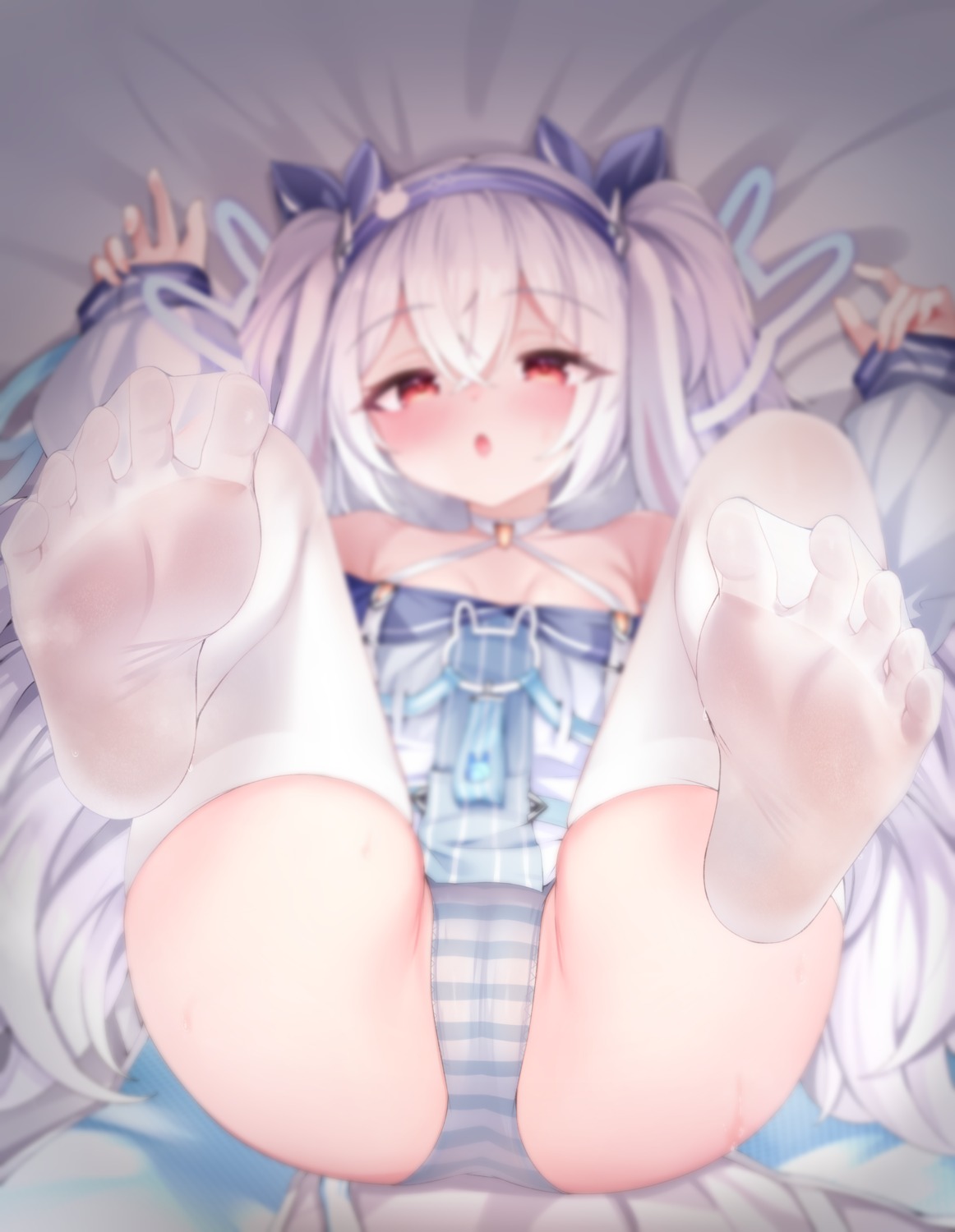 azur_lane cameltoe feet gmkj laffey_(azur_lane) loli pantsu shimapan thighhighs thong