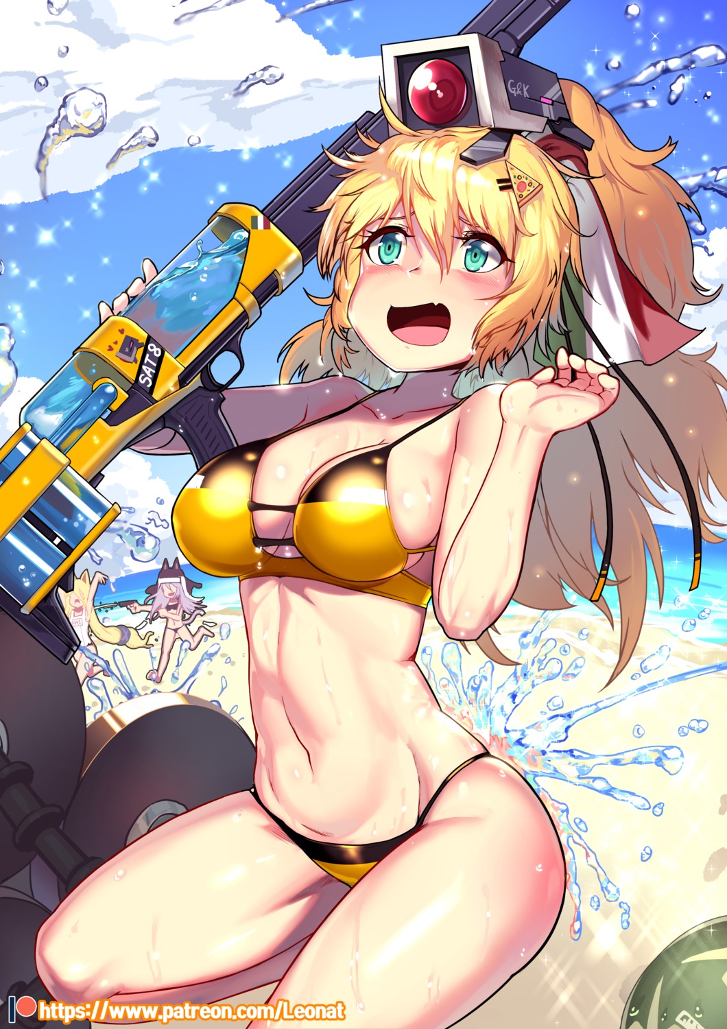 bikini g41_(girls_frontline) girls_frontline gun leonat s.a.t.8_(girls_frontline) swimsuits wet