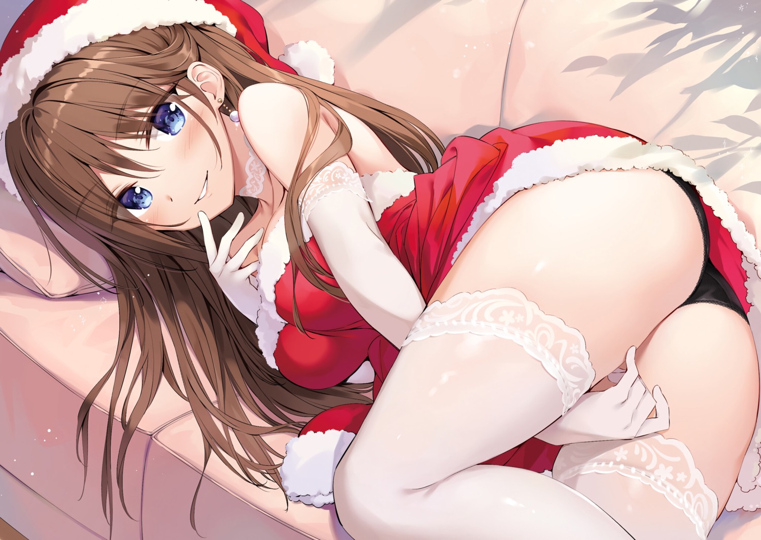 boku_no_kanojo_sensei christmas detexted dress fujiki_maka no_bra oryou pantsu skirt_lift thighhighs