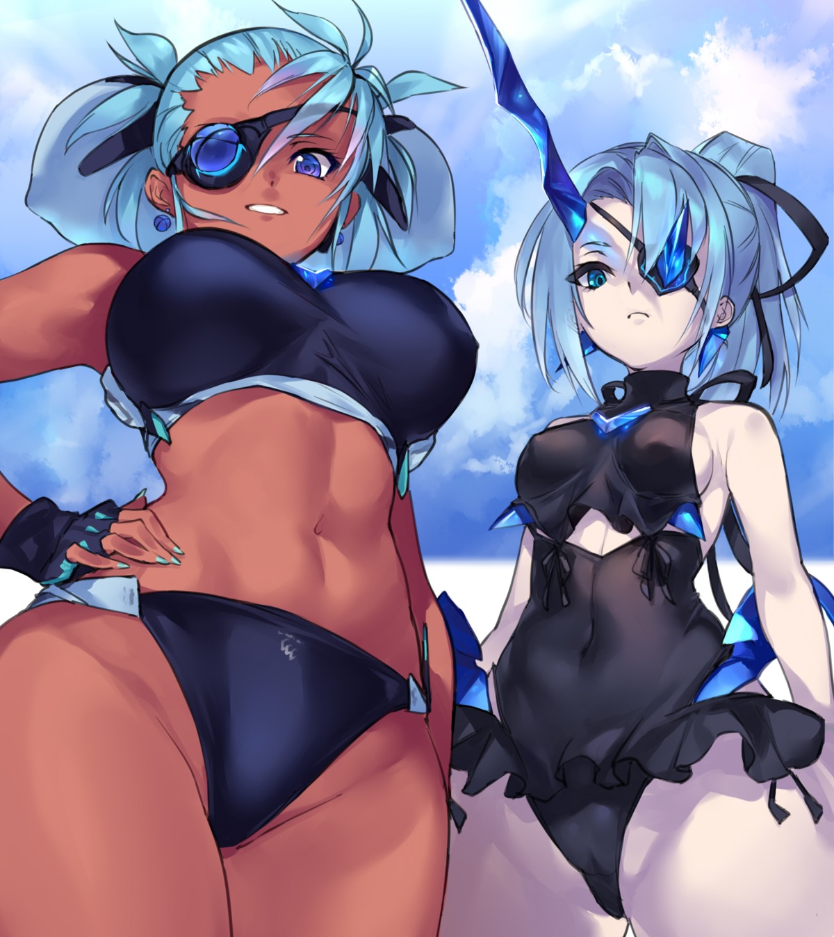 bikini cameltoe eyepatch horns mikumari negresco seori swimsuits xenoblade xenoblade_chronicles_2