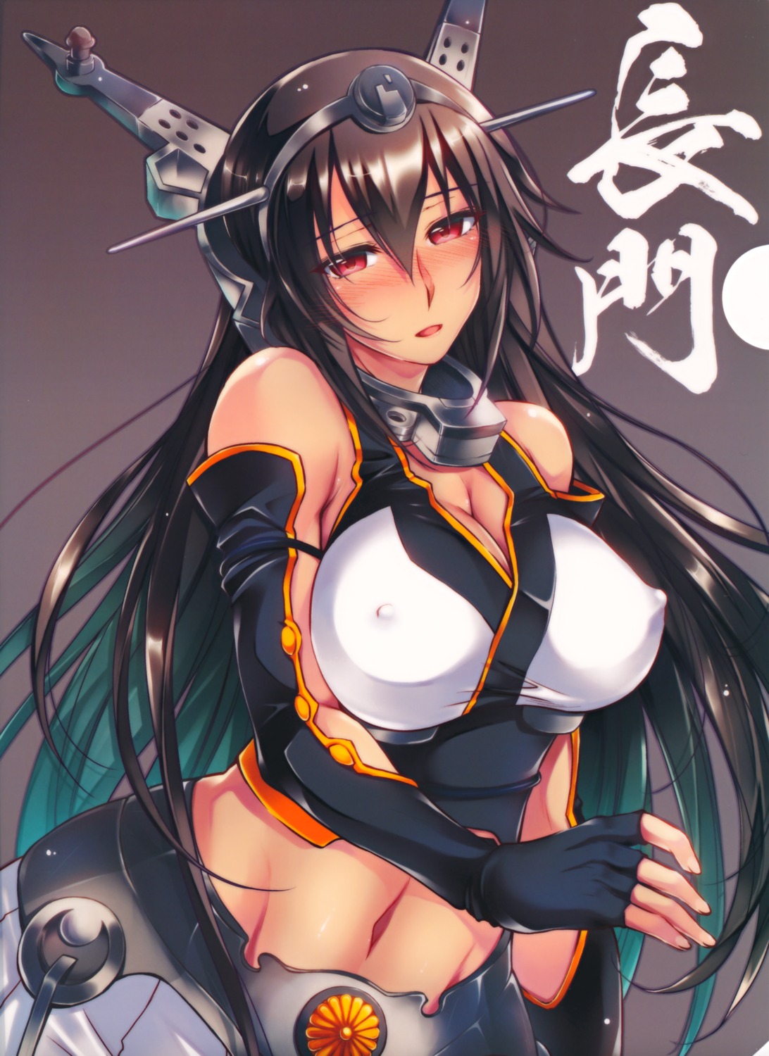 ayano_naoto cleavage erect_nipples kaikinissyoku kantai_collection nagato_(kancolle)
