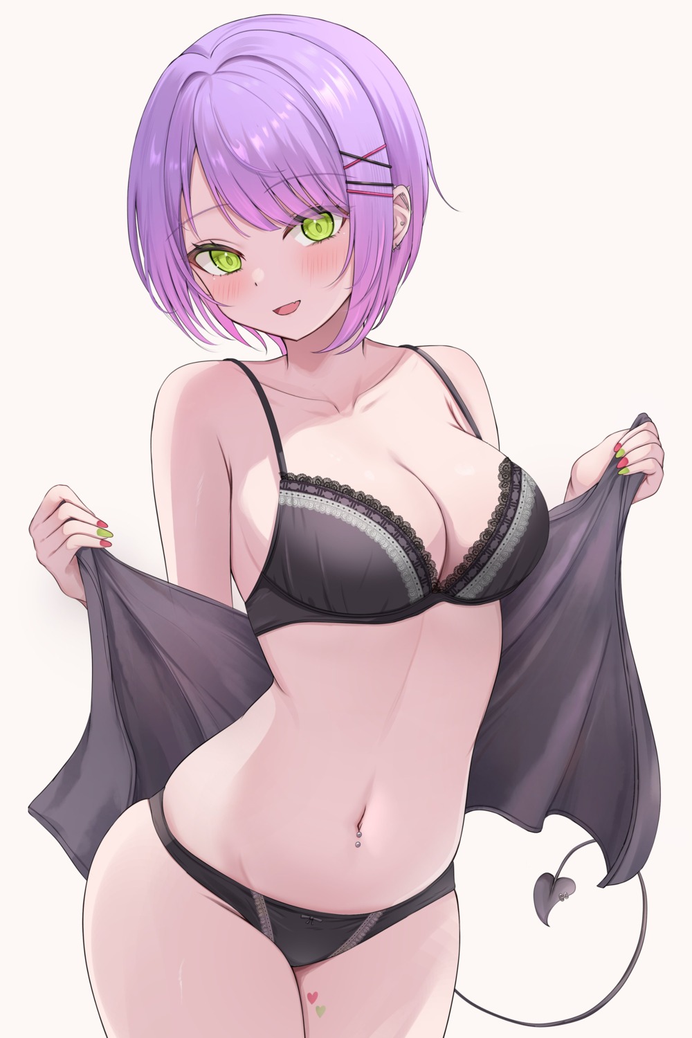 7nopi bra hololive pantsu tail tattoo tokoyami_towa towel