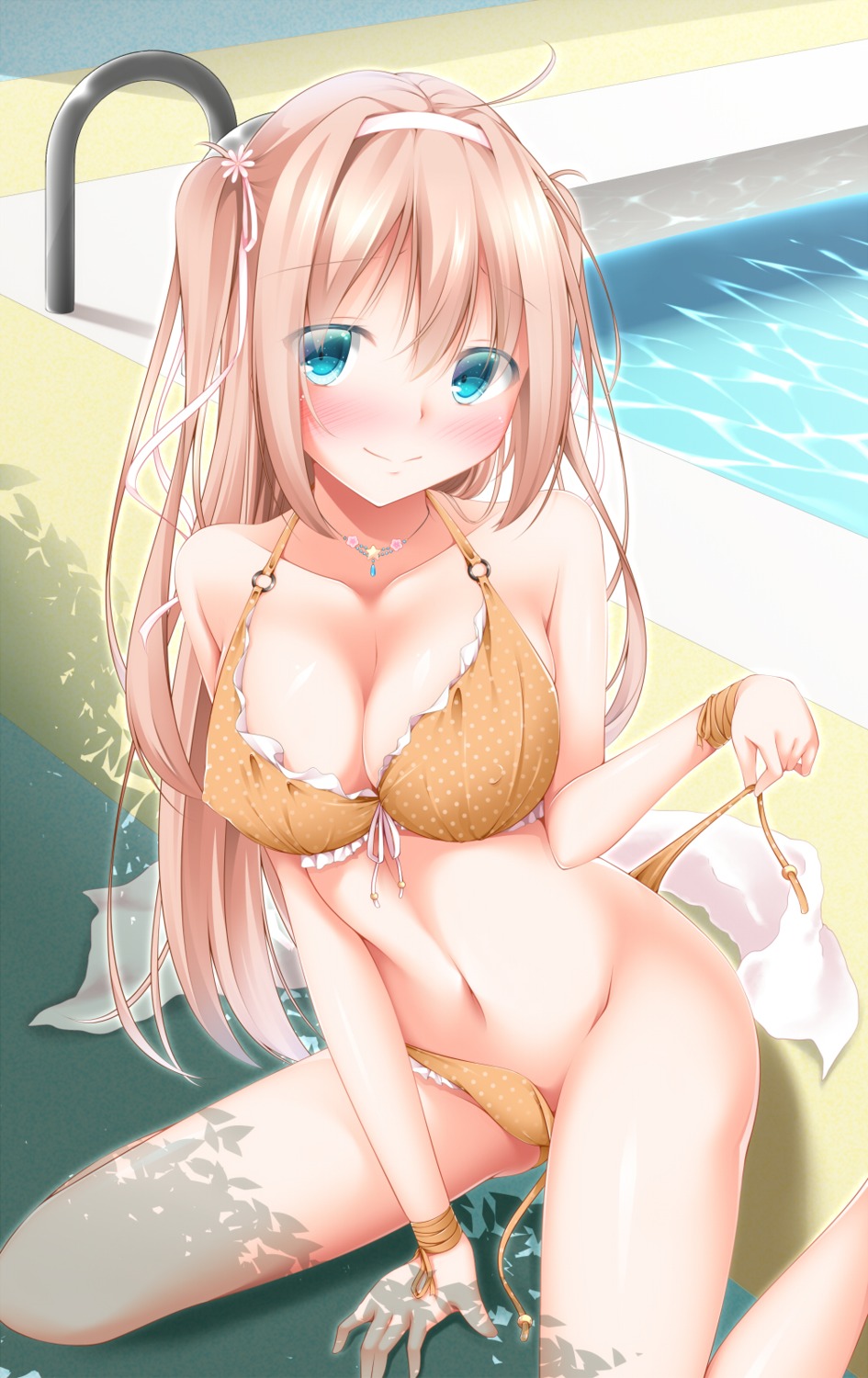 bikini cameltoe cleavage erect_nipples narukami_ginryuu panty_pull swimsuits undressing wet