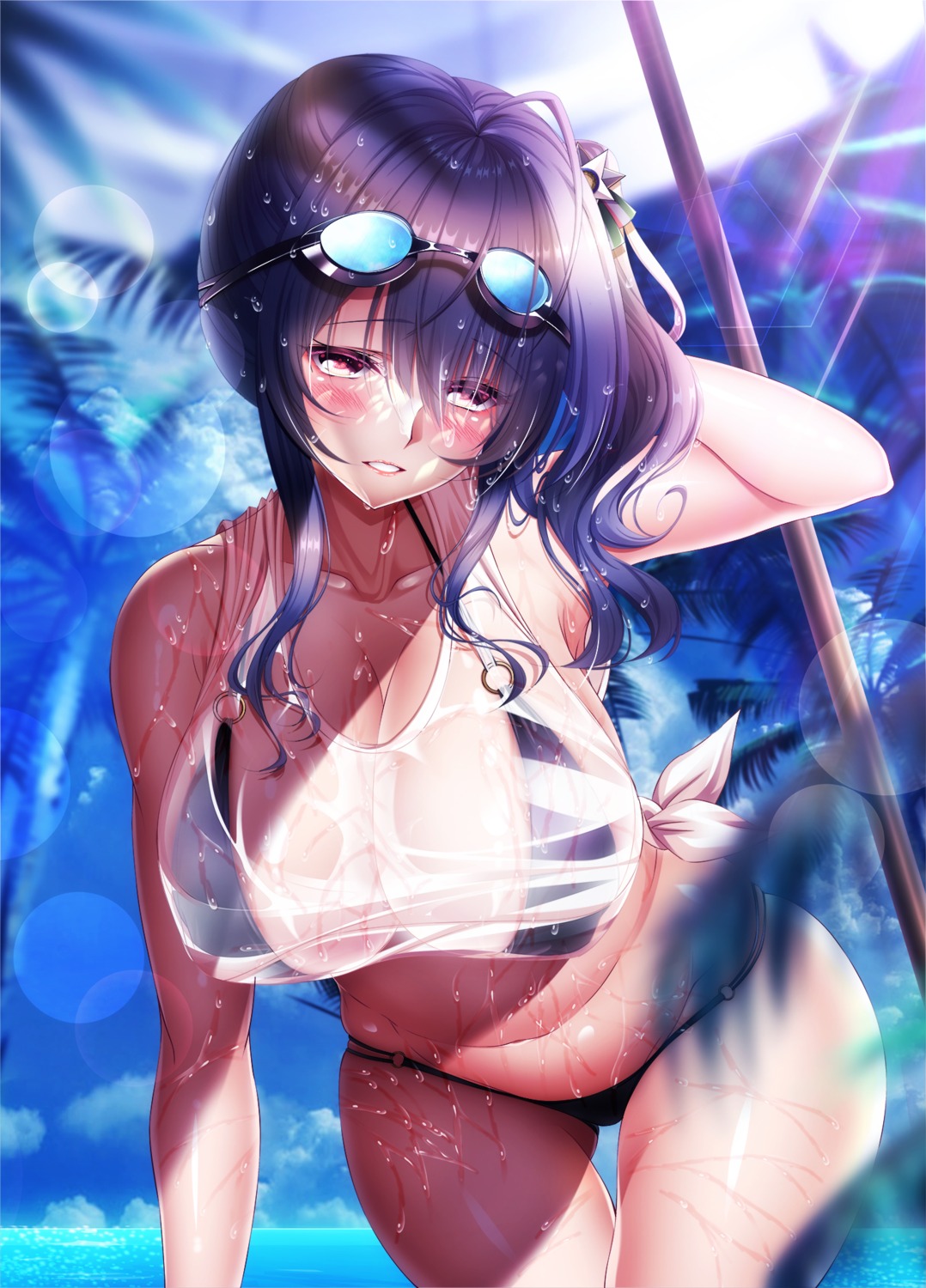 azur_lane bikini erect_nipples megane pola_(azur_lane) see_through swimsuits wet wet_clothes yuuzuki_hijiri