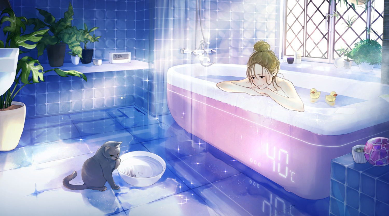 bathing maeda_mic neko topless