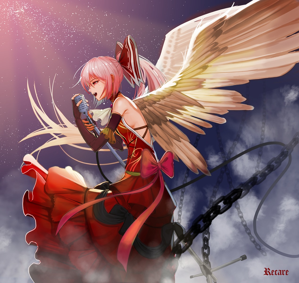 dress fujiwara_no_mokou recare touhou wings