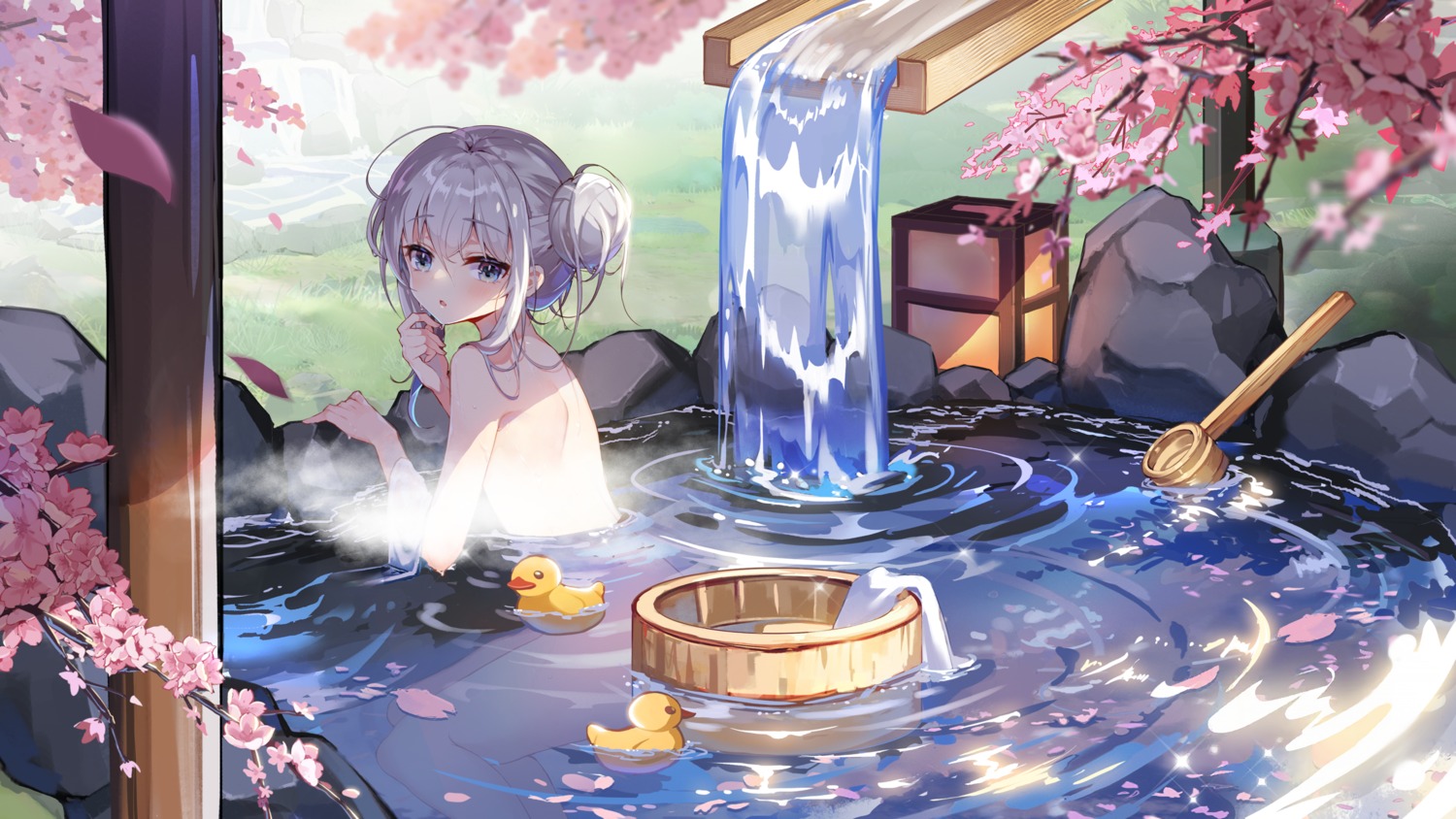 bathing benghuai_xueyuan bronya_zaychik honkai_impact naked onsen tagme wallpaper wet