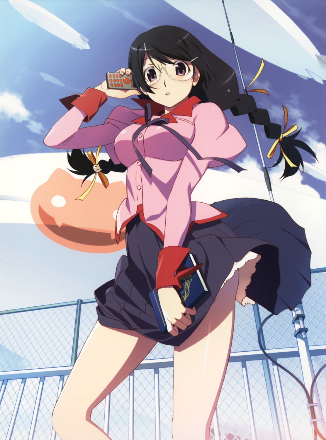 bakemonogatari disc_cover hanekawa_tsubasa megane monogatari_(series) nekomonogatari seifuku watanabe_akio