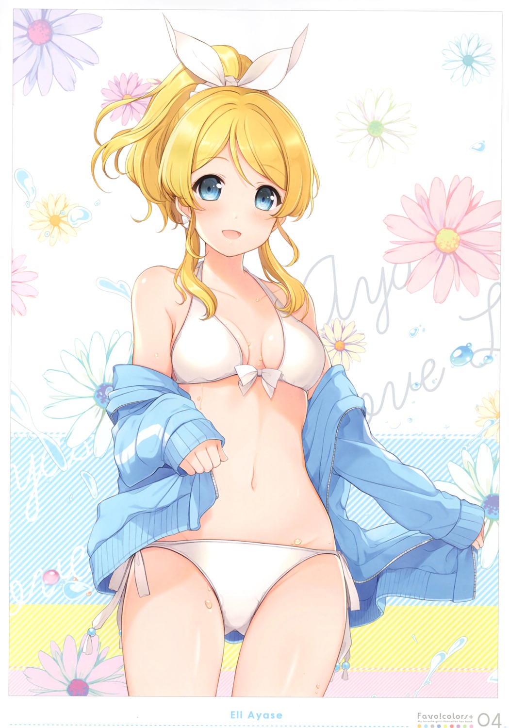 6u ayase_eli bikini cleavage eternal_land love_live! open_shirt swimsuits