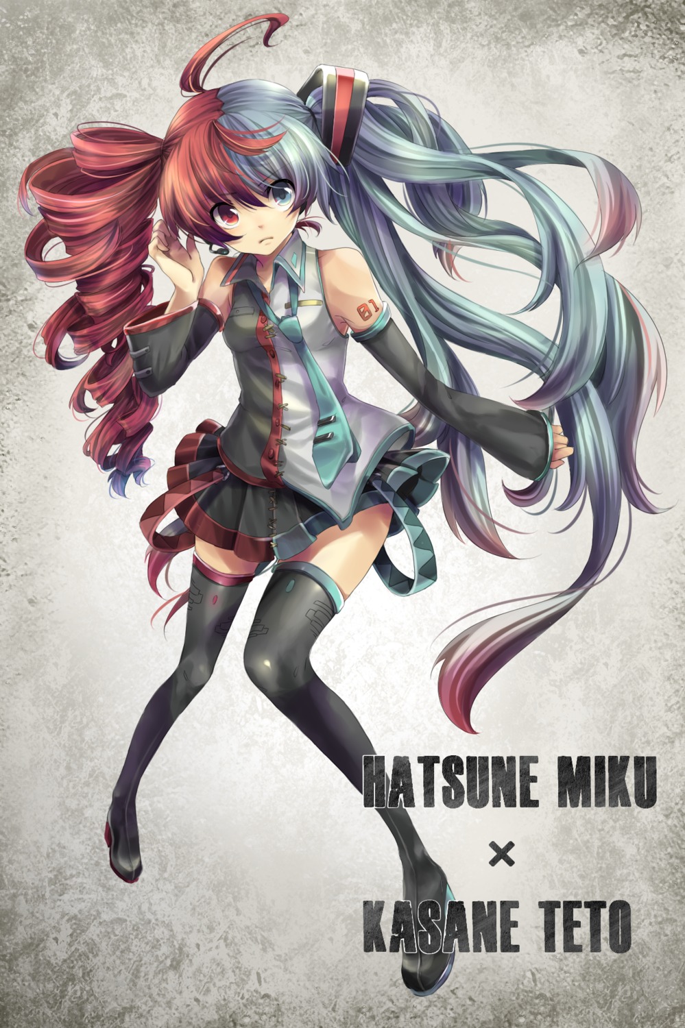 hatsune_miku heterochromia kasane_teto rojiko utau vocaloid