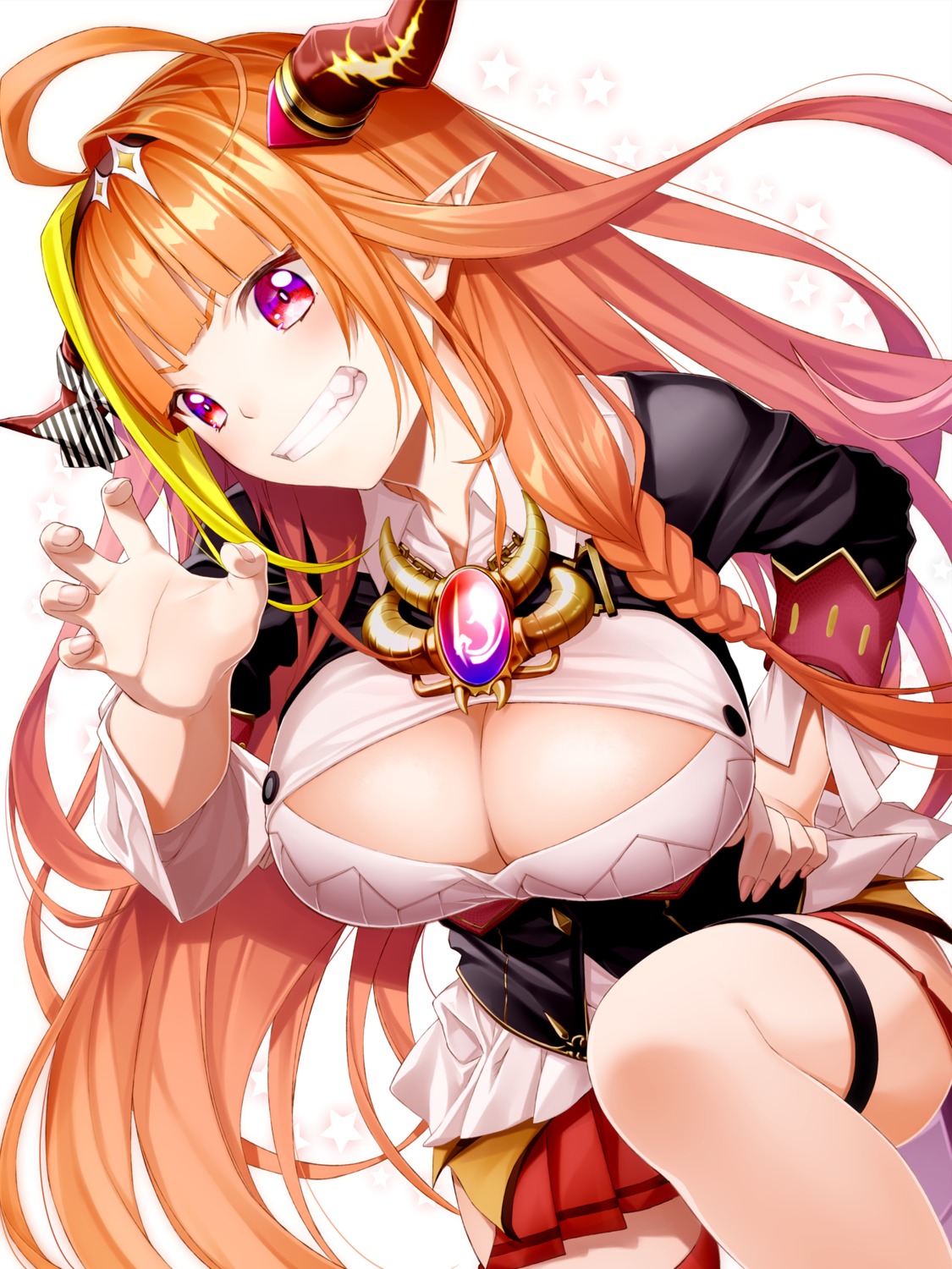 cleavage fenrir_(fenlil0316) garter hololive horns kiryuu_coco pointy_ears