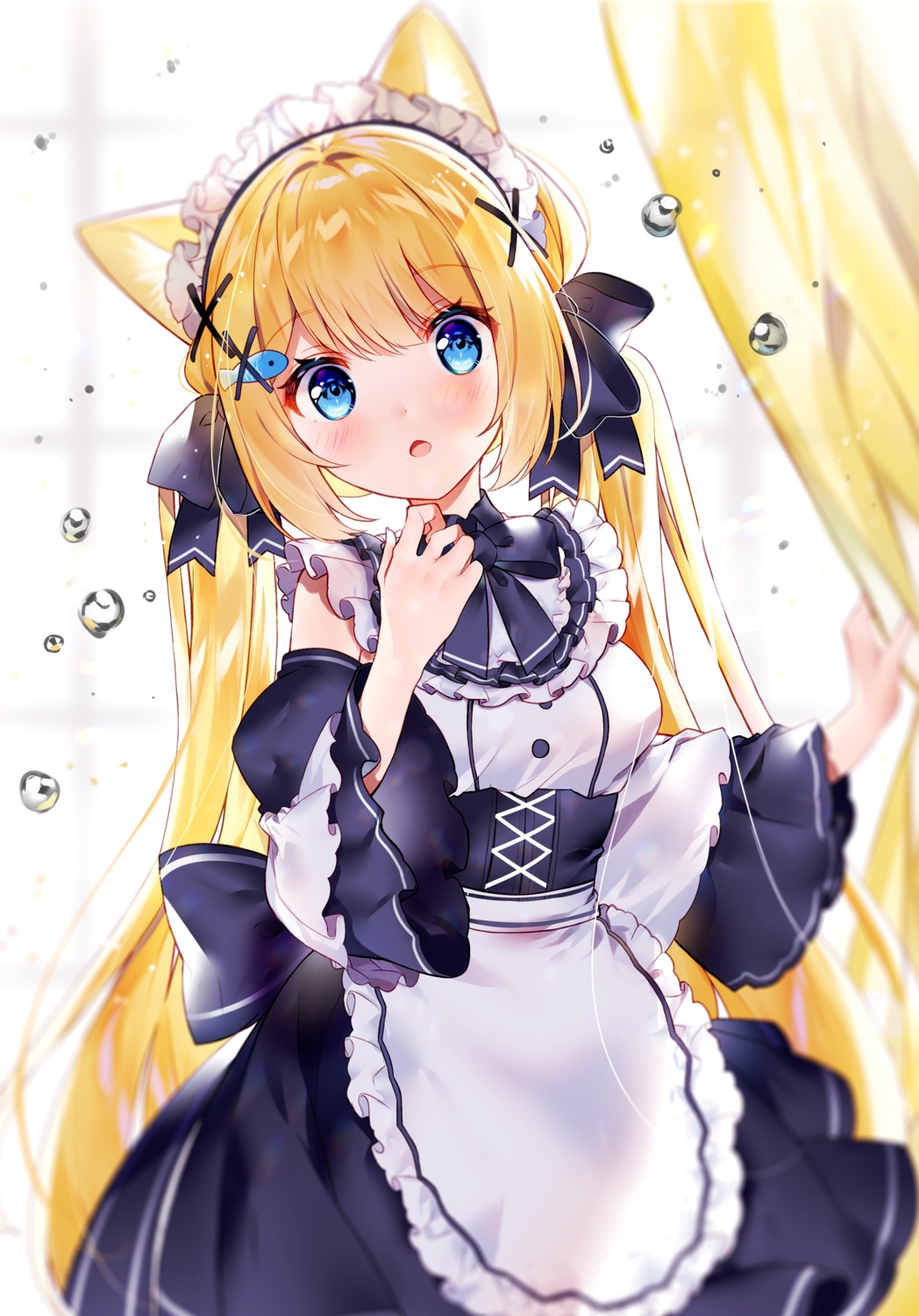 animal_ears hanazono_serena kawachi_rin maid nekomimi