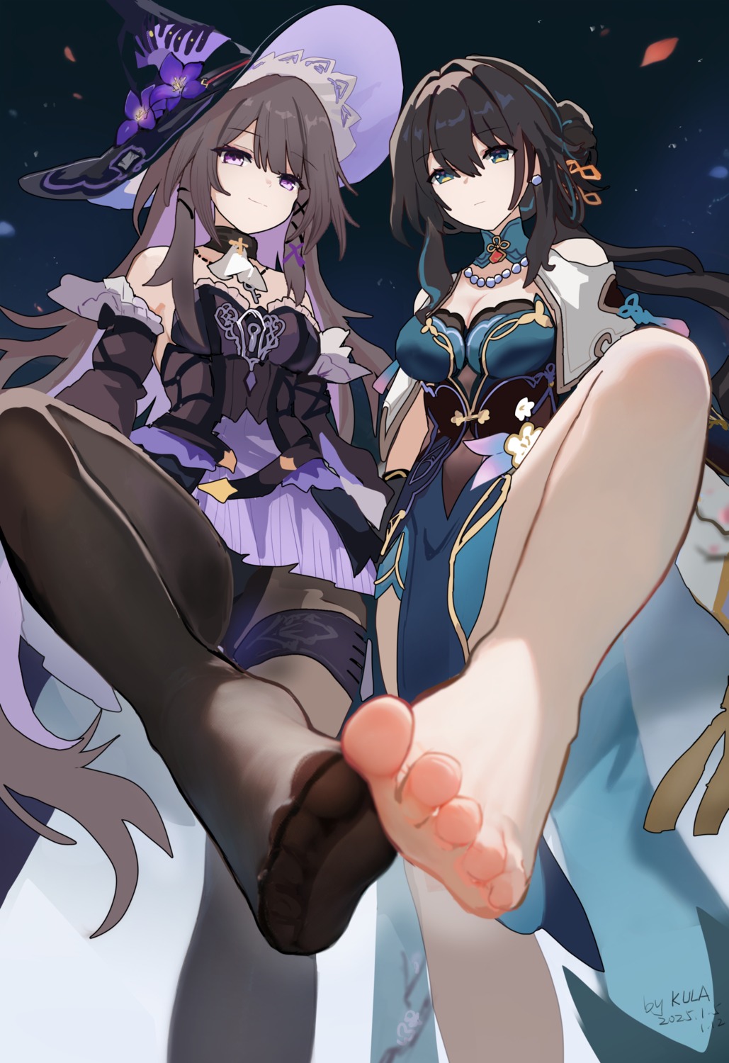 asian_clothes feet garter herta honkai:_star_rail kkkula pantyhose ruan_mei witch