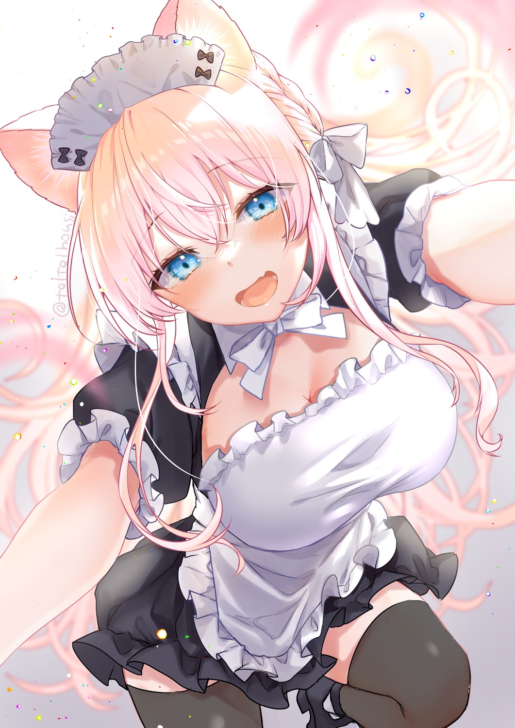 animal_ears maid nekomimi tail teltelhousi thighhighs