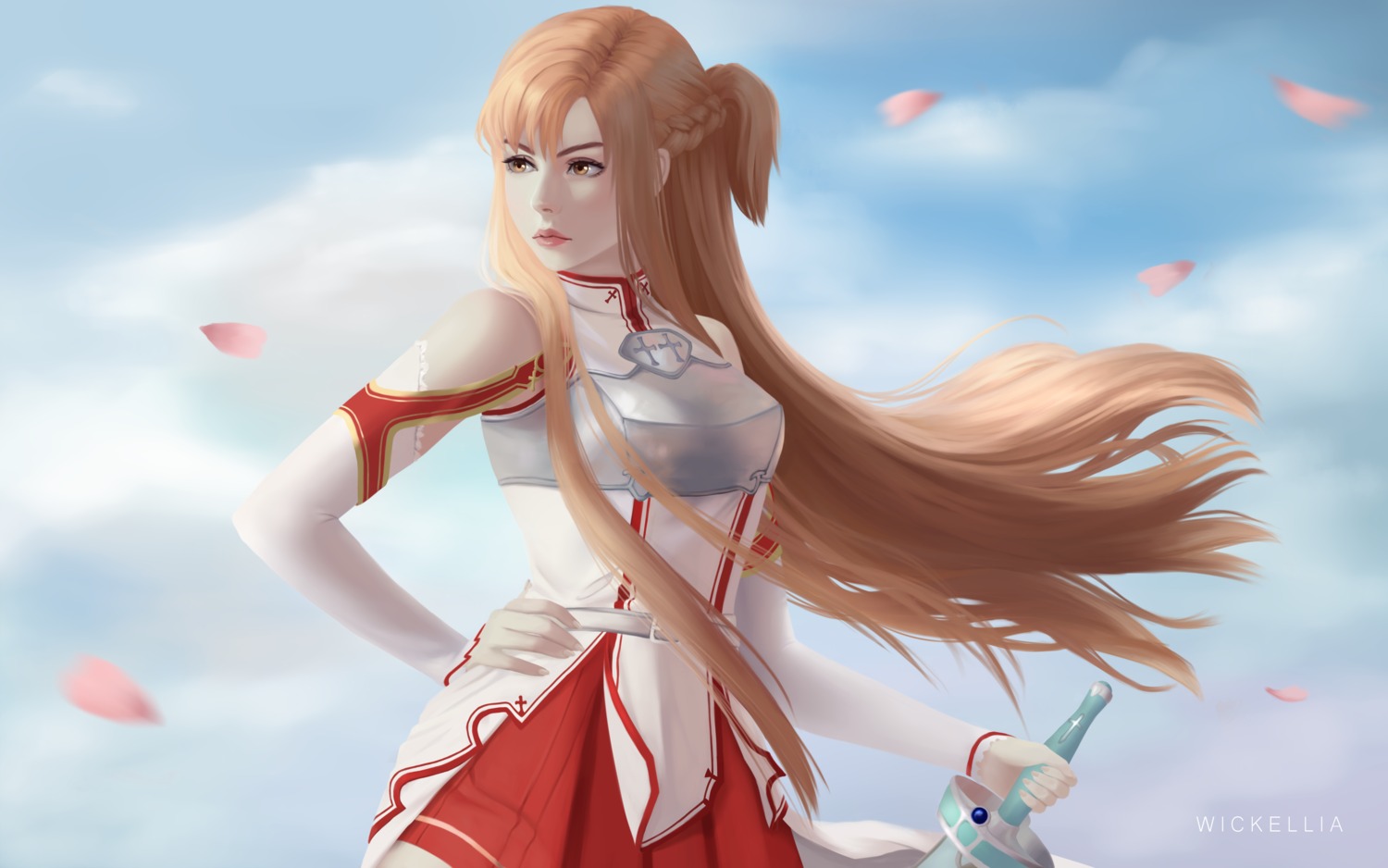 armor asuna_(sword_art_online) sword sword_art_online wickellia