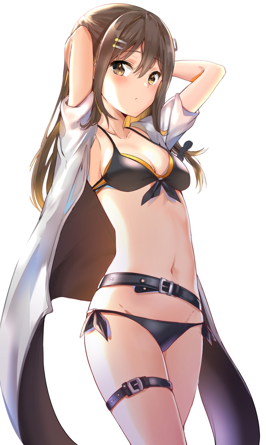 bikini cleavage garter girls_frontline k-2_(girls_frontline) open_shirt sunhyun swimsuits