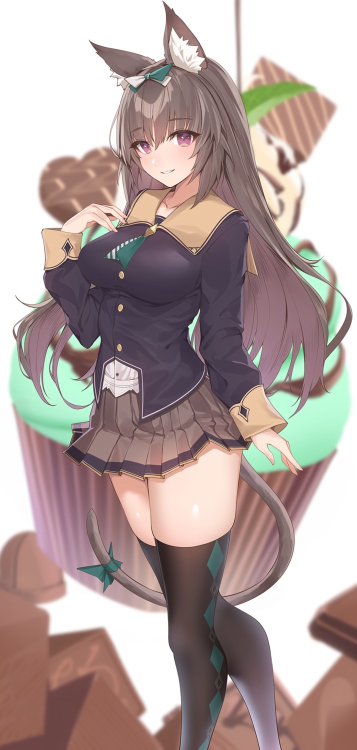 animal_ears seifuku tail thighhighs yaman