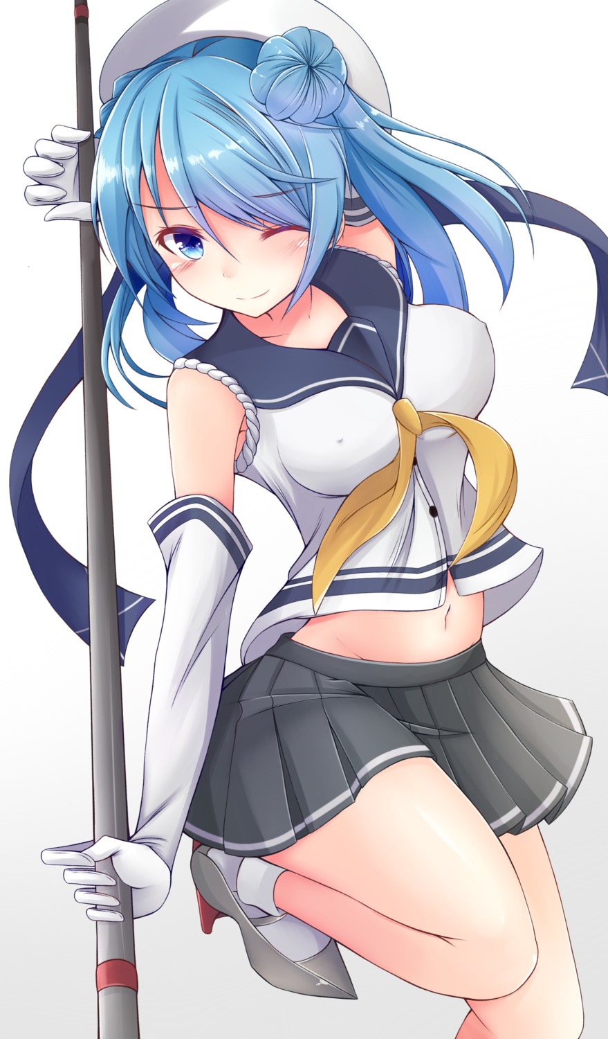 doyachii erect_nipples heels kantai_collection seifuku urakaze_(kancolle) weapon