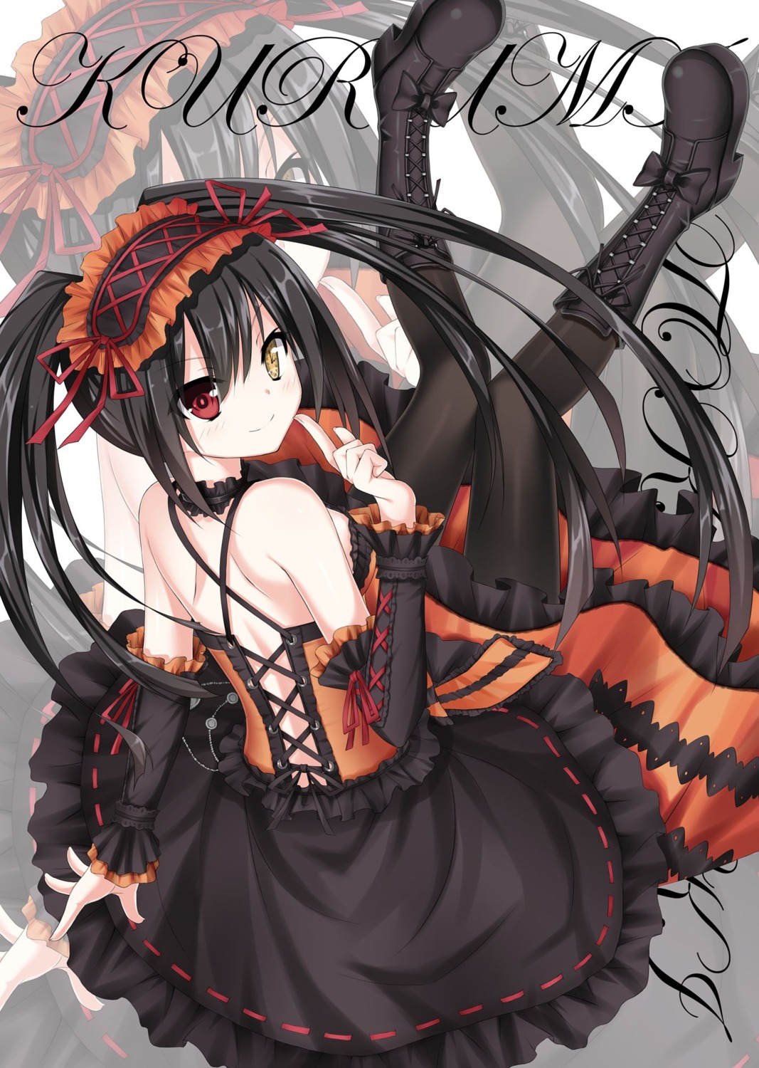 date_a_live dress gothic_lolita heels heterochromia jpeg_artifacts lolita_fashion pantyhose sigemi tokisaki_kurumi