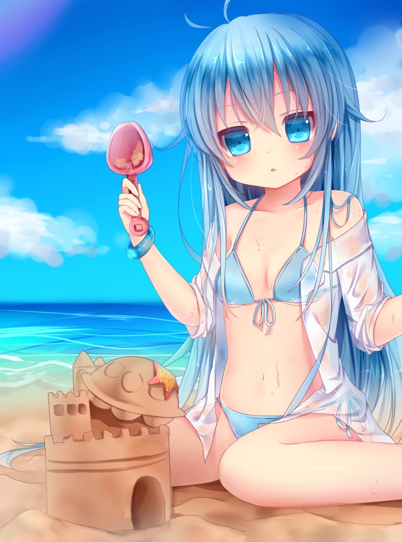 bikini cleavage denpa_onna_to_seishun_otoko nachi open_shirt see_through swimsuits touwa_erio wet wet_clothes