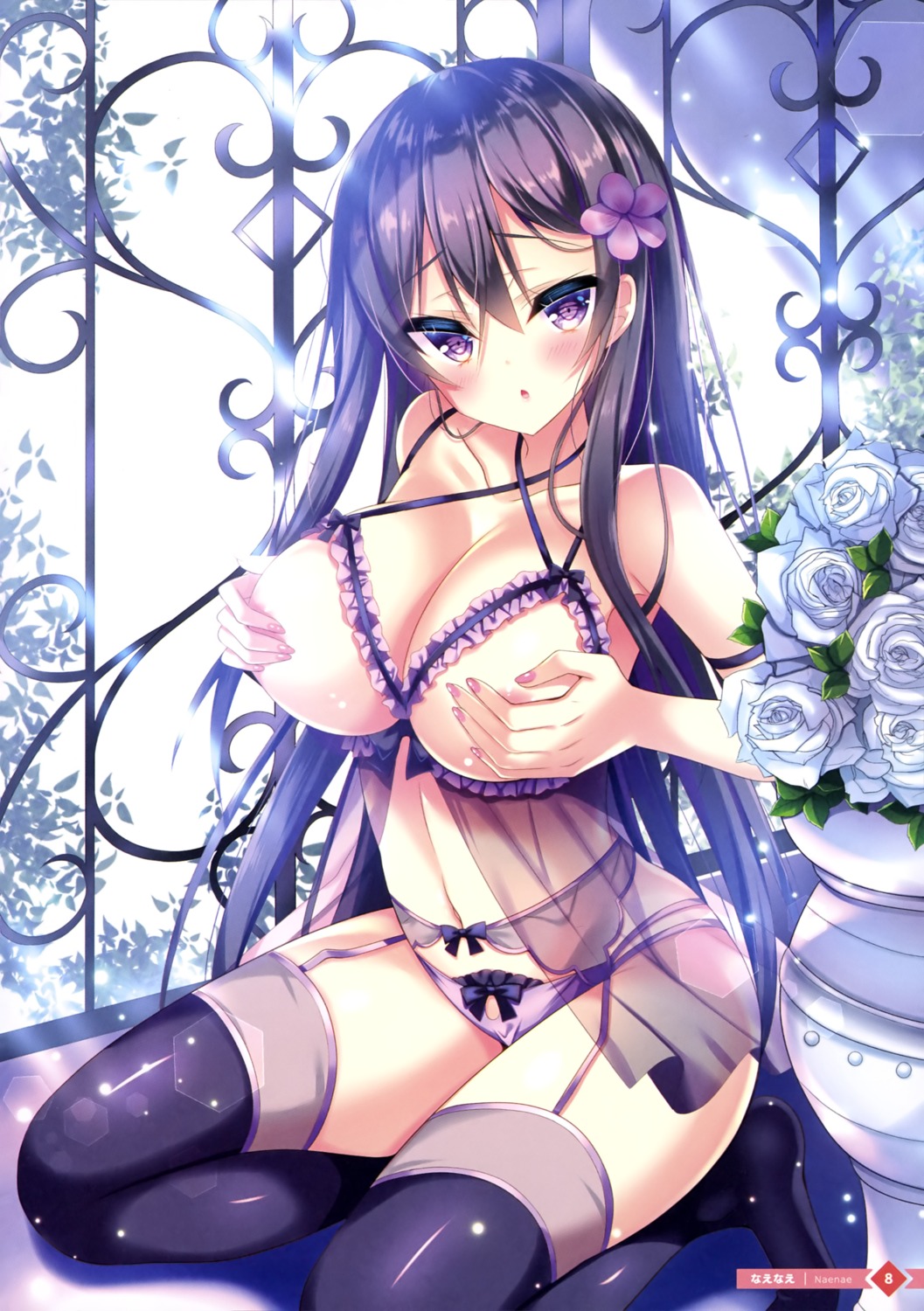 areola breast_hold cleavage garter_belt lingerie nae-nae pantsu see_through stockings thighhighs