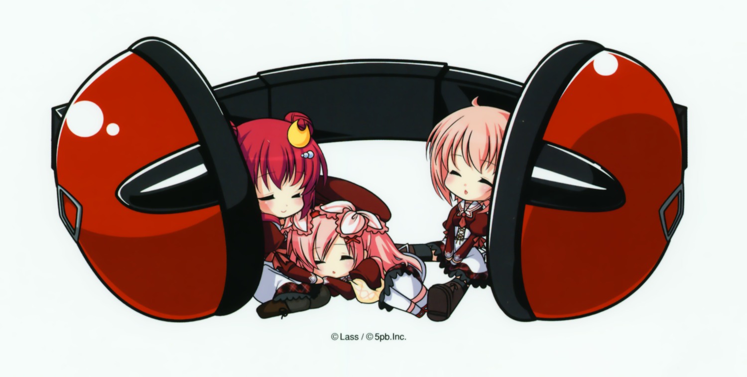 11eyes azuma_shione chibi headphones kouno_mio lass natsuki_kaori